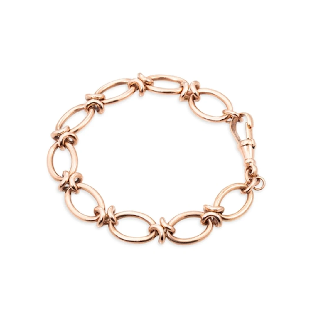 A 9CT GOLD FANCY LINK BRACELET, with a large lobster clasp, ...