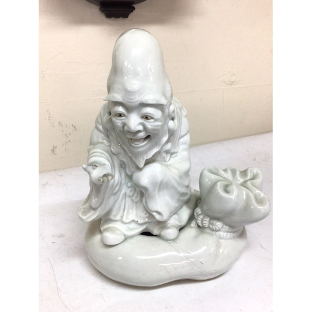 A Chinese blanc de Chine figure of a sage Shoulao on a shape...