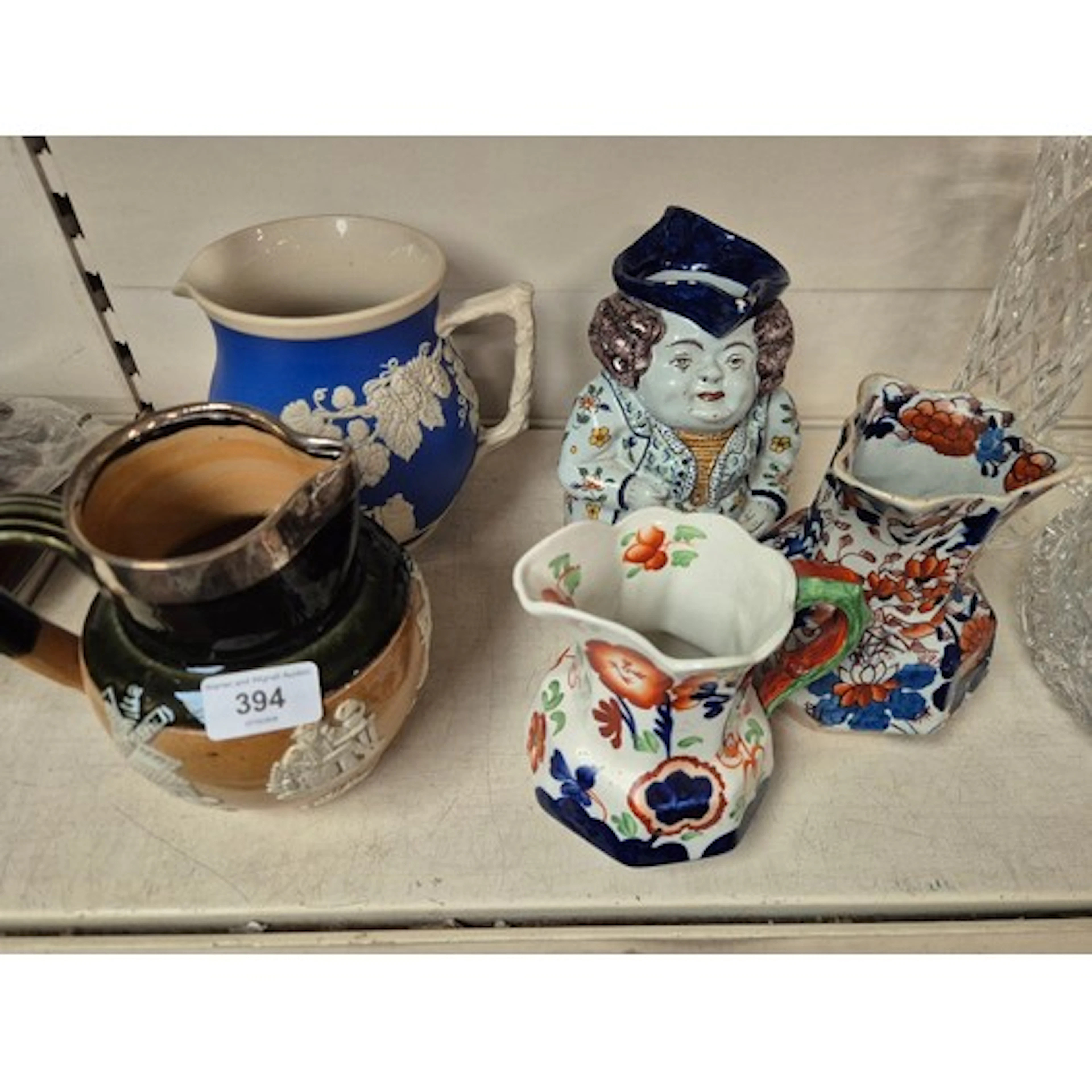 5 vintage jugs by Allertons, Masons, Royal Doulton (with hal...