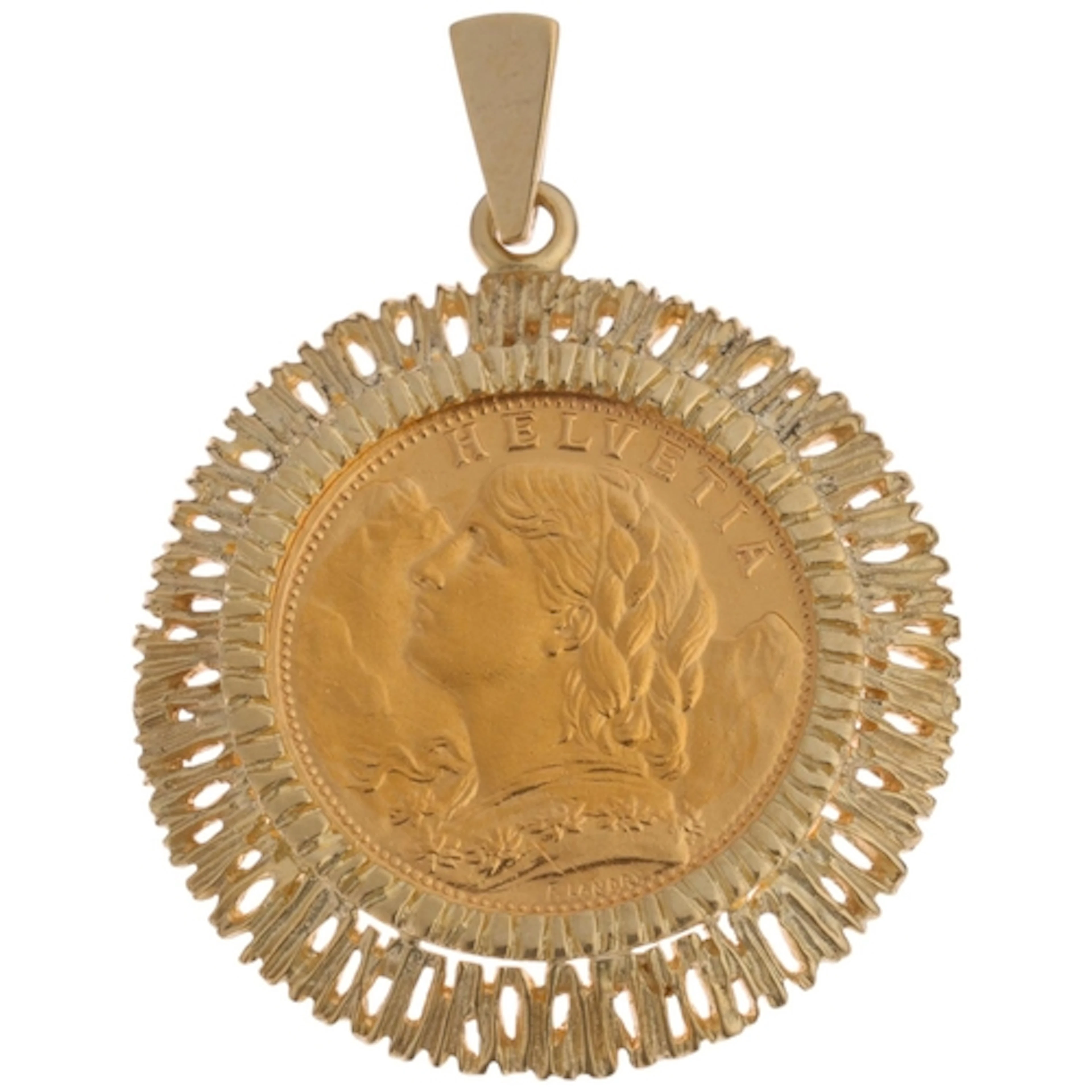 A 1935 Switzerland twenty francs gold coin, in Vintage 14ct ...
