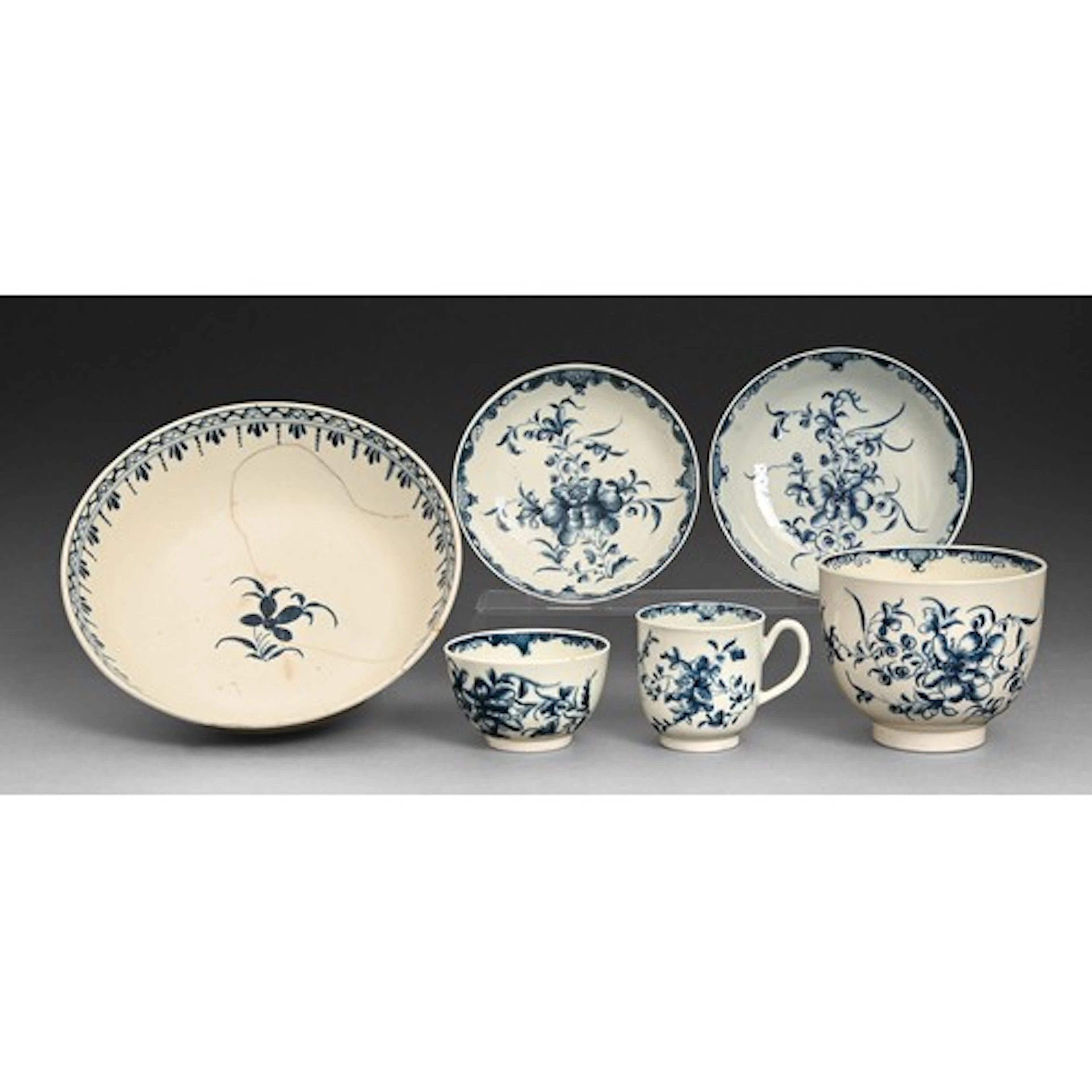 A Worcester fluted trembleuse coffee cup and saucer, teacup ...