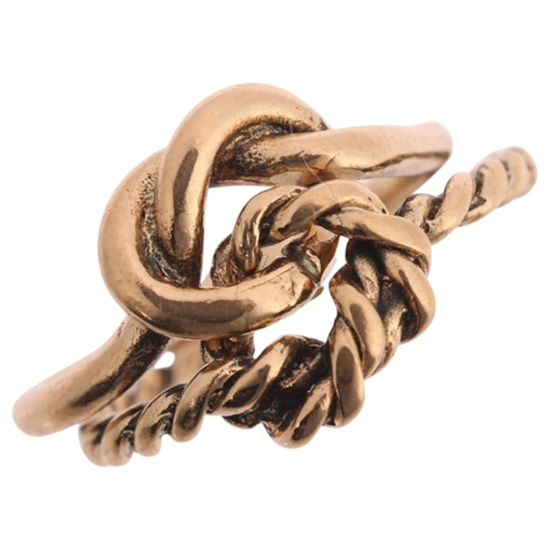 A 9ct gold lover's knot ring, composed of 2 separate interwo...