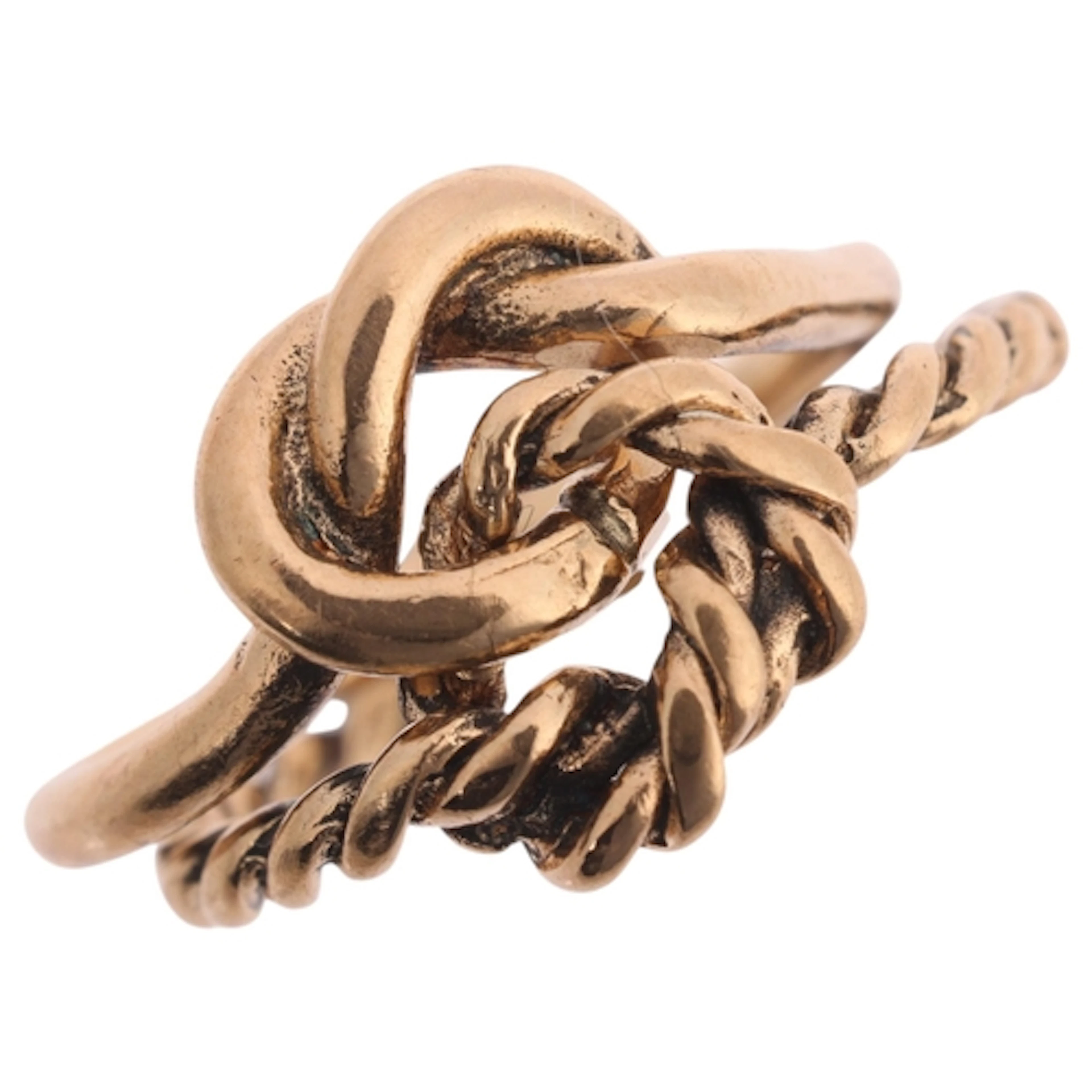 A 9ct gold lover's knot ring, composed of 2 separate interwo...