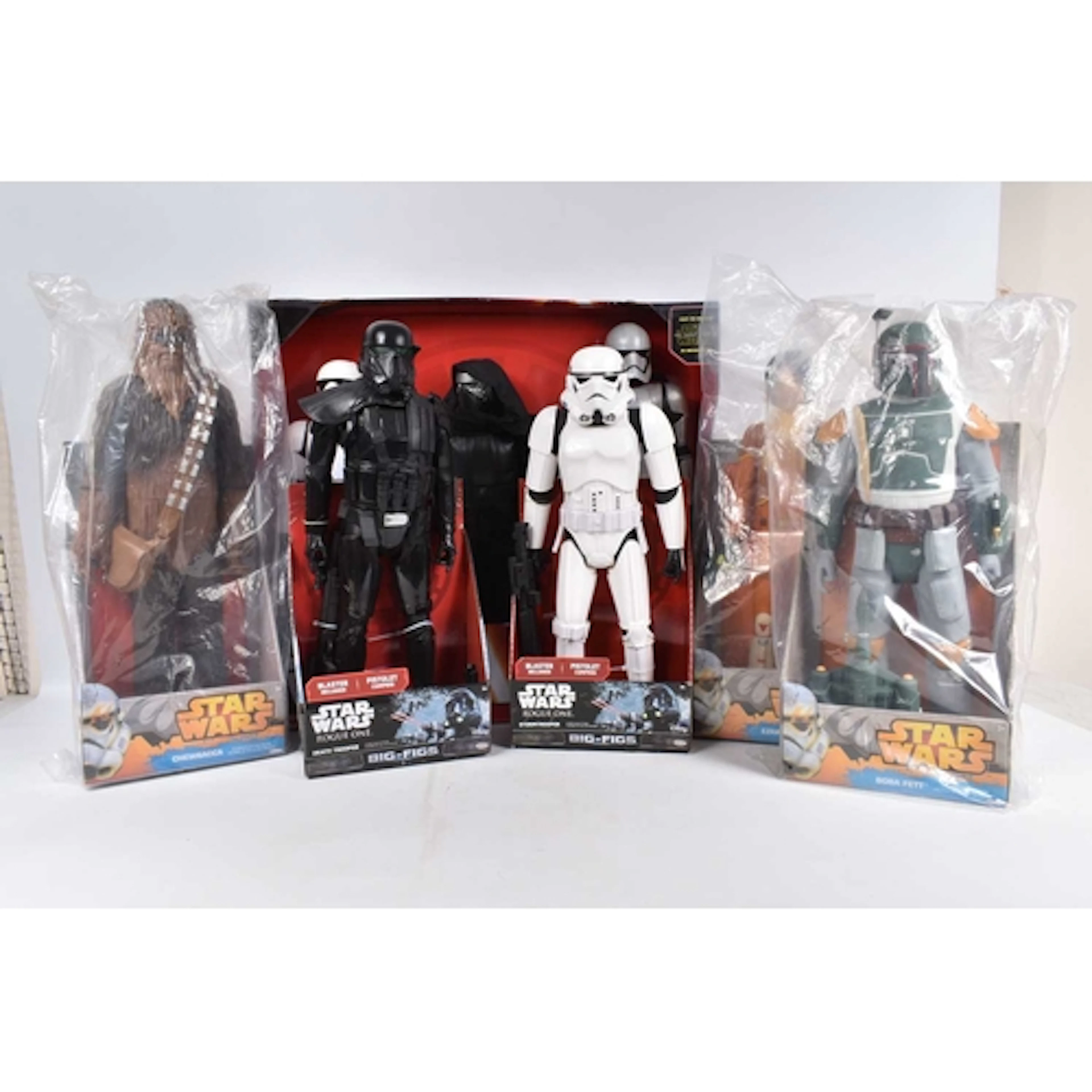 FIVE BOXED DISNEY STAR WARS LARGE FIGURES AND 3 FIGURE SET, ...
