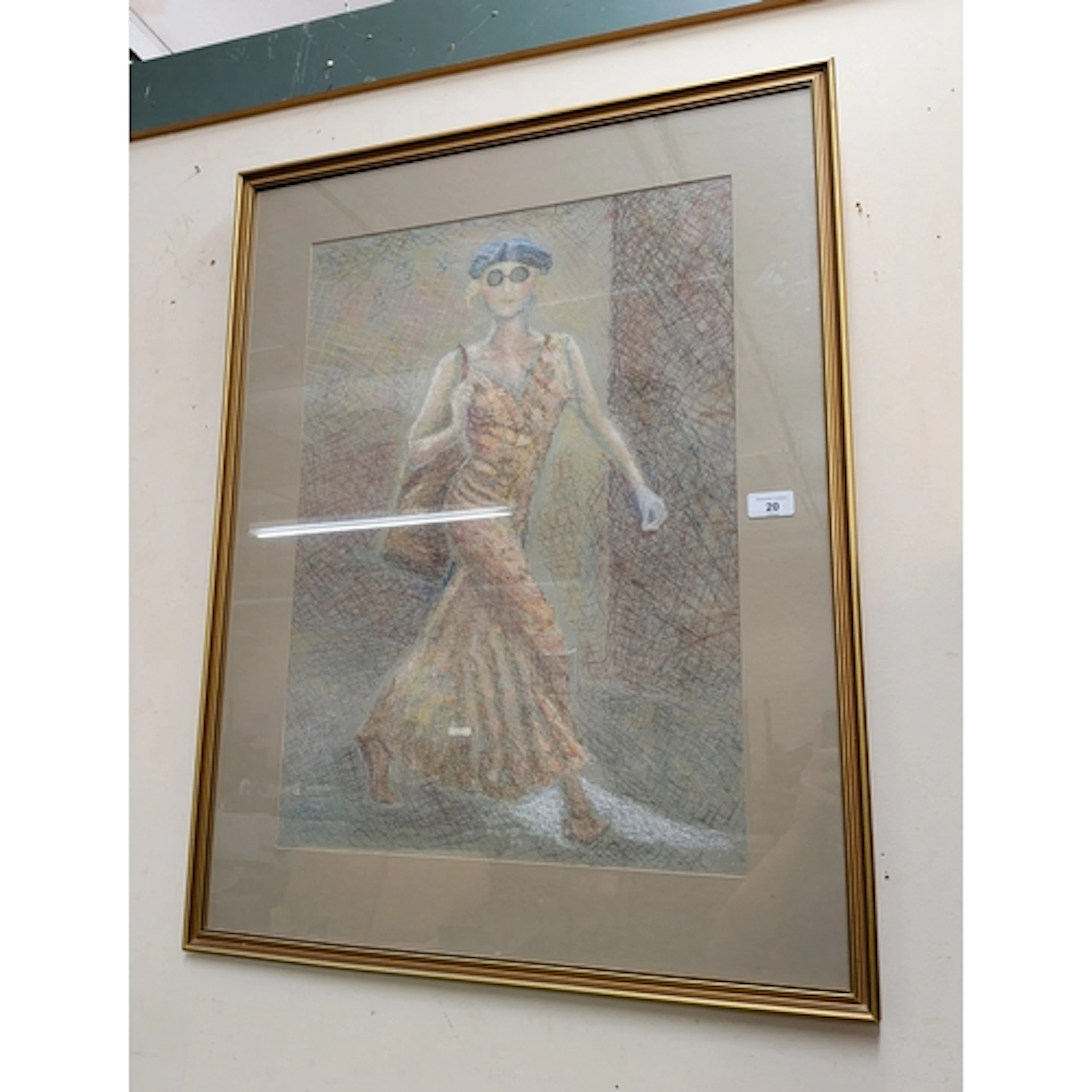 A gilt framed pastel drawing of a lady