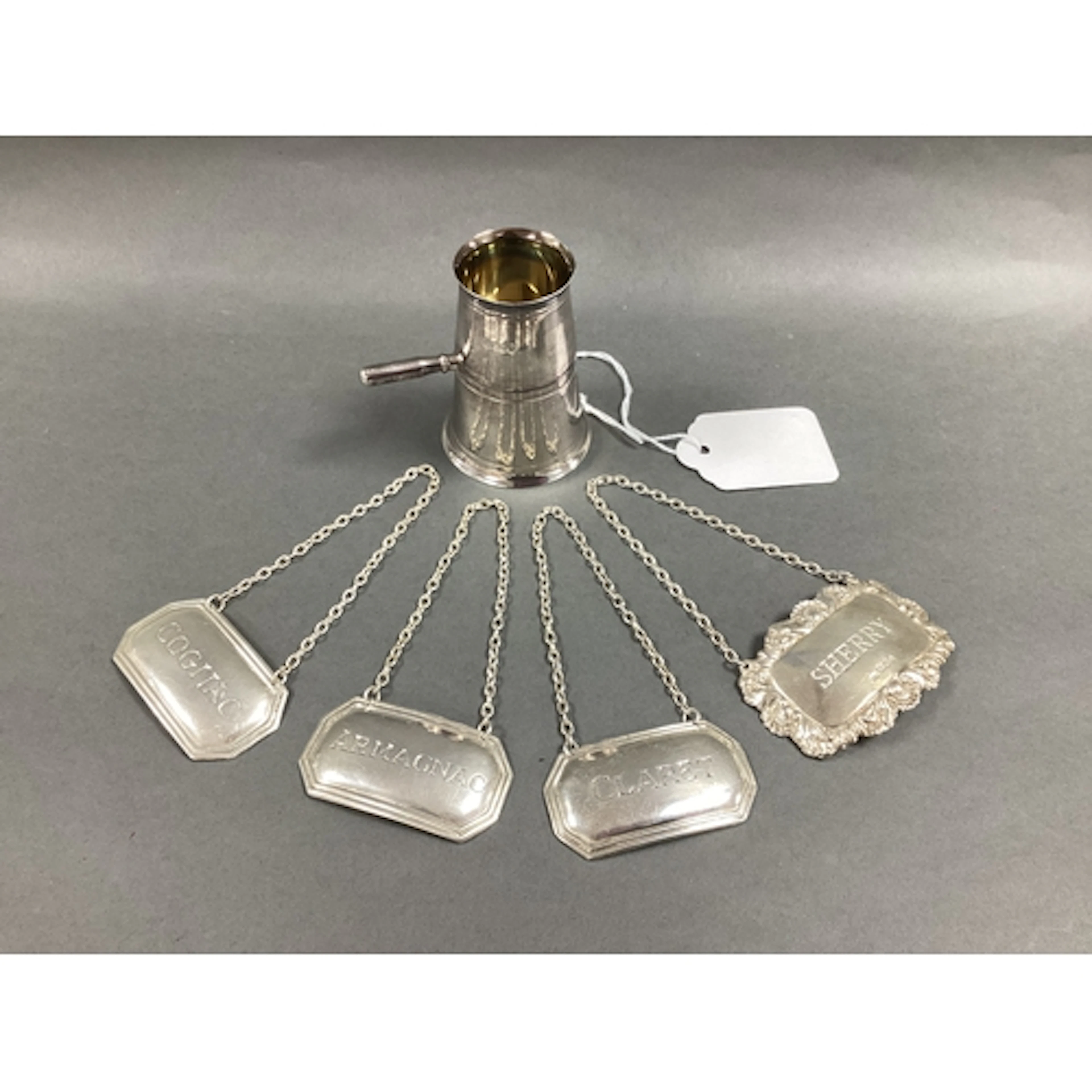 Three Hallmarked Silver Decanter Labels, Francis Howard Ltd,...
