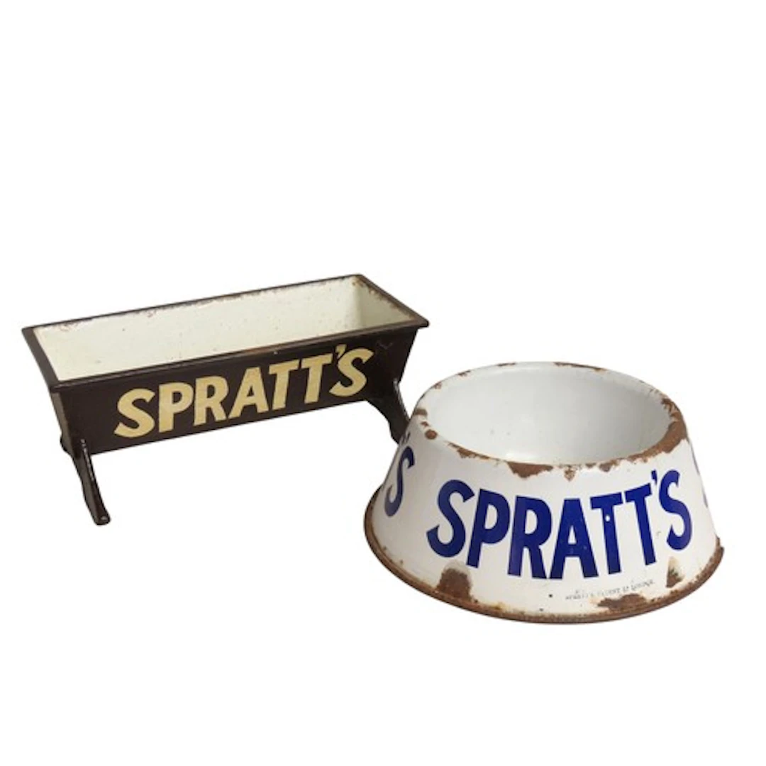 SPRATTS ENAMELED DOG WATER BOWL AND TROUGH Bowl: 10.5 cm hig...