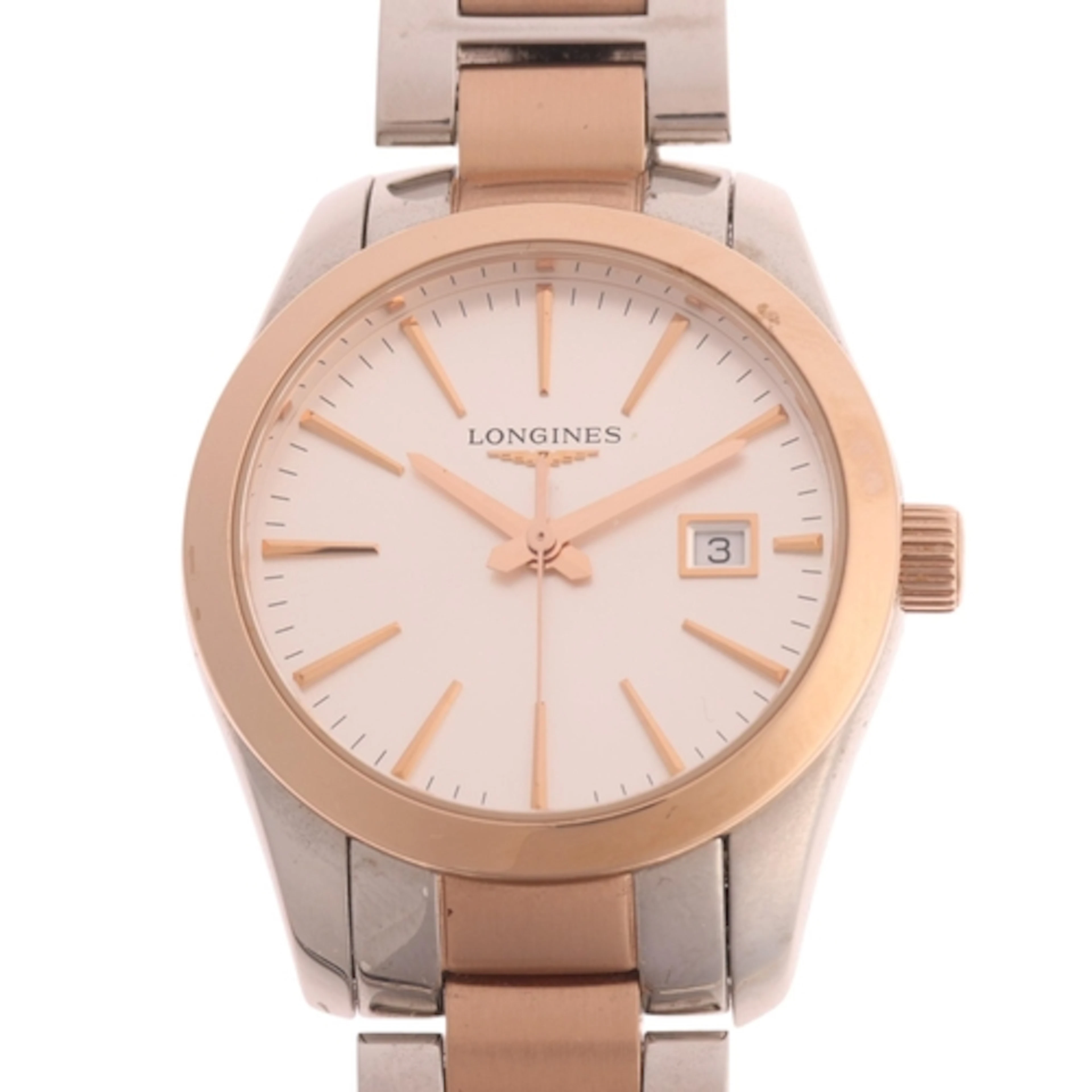 LONGINES - a lady's mid-size rose gold plated stainless stee...