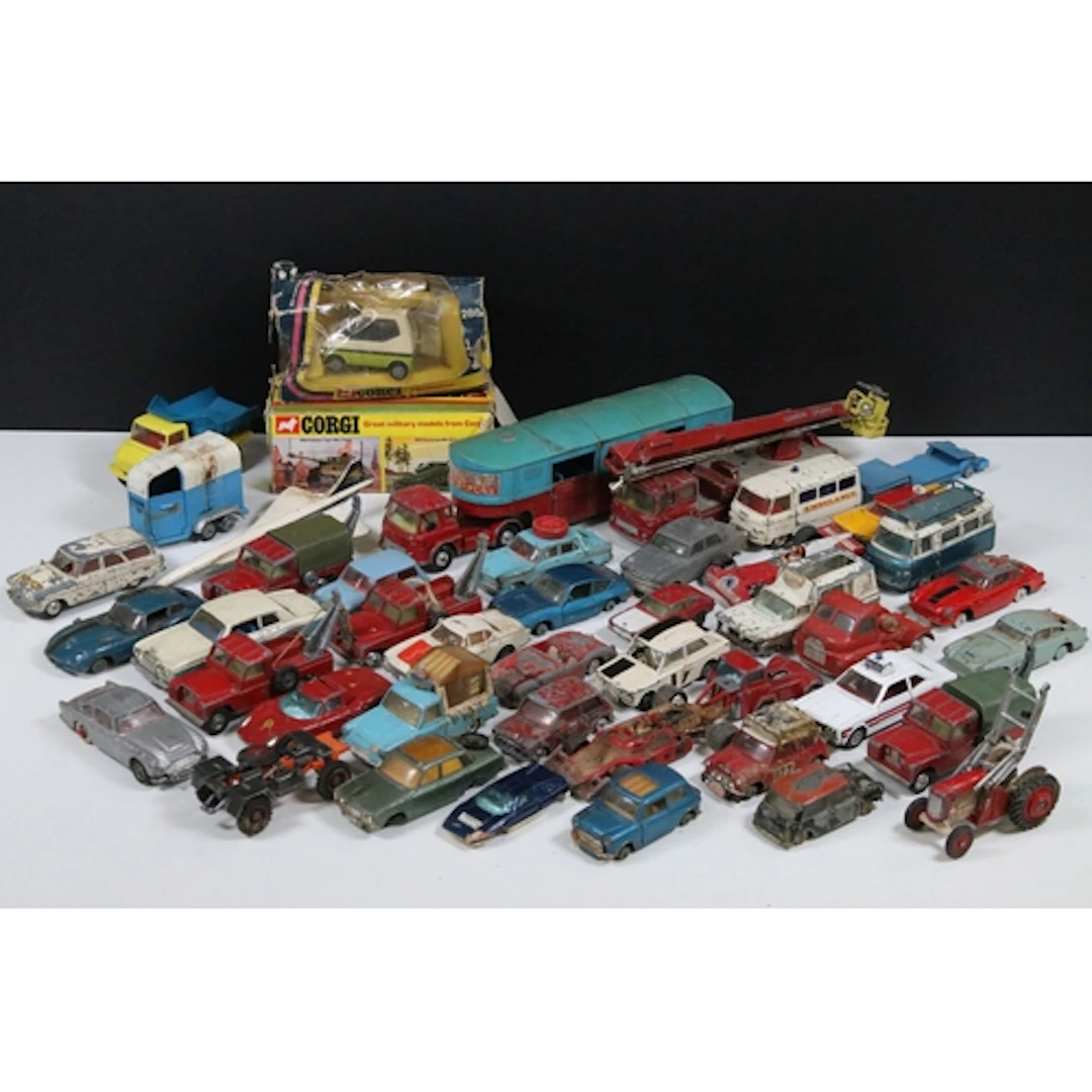 Over 40 play worn Corgi diecast models mainly circa 1960s to...