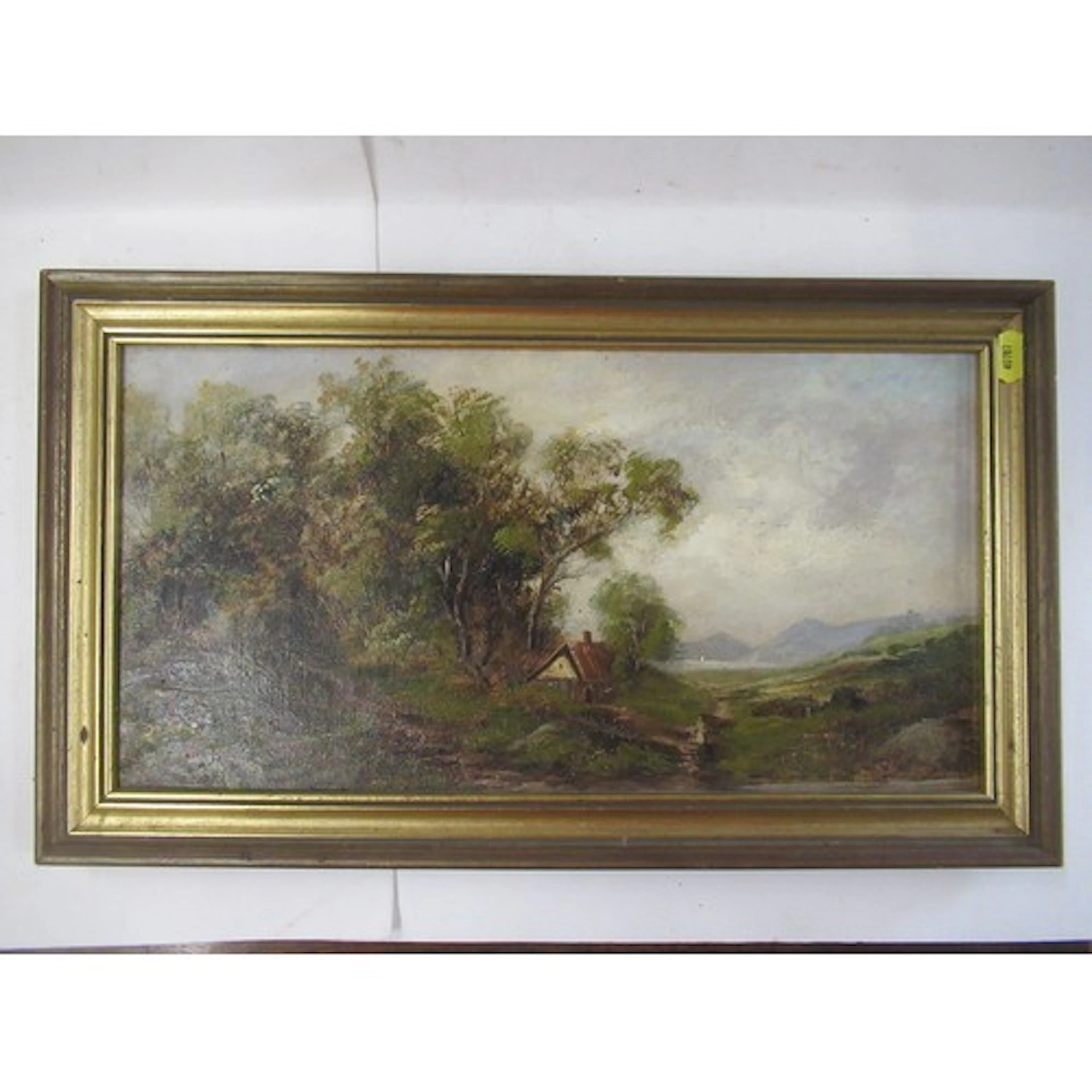 A 19th century oil on canvas, landscape, 8.5ins x 16.5ins, t...