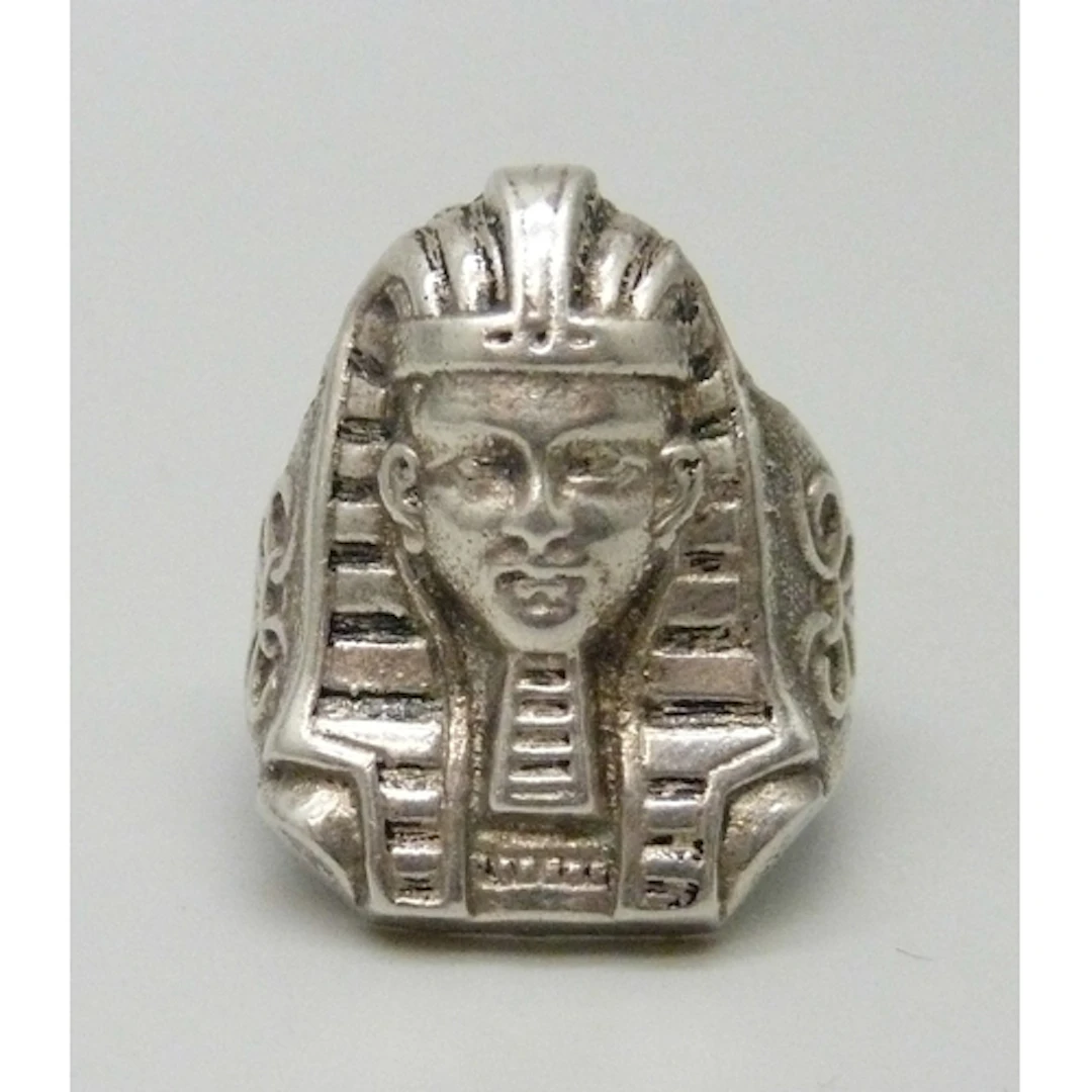 An Egyptian Revival statement silver ring in the form of a p...