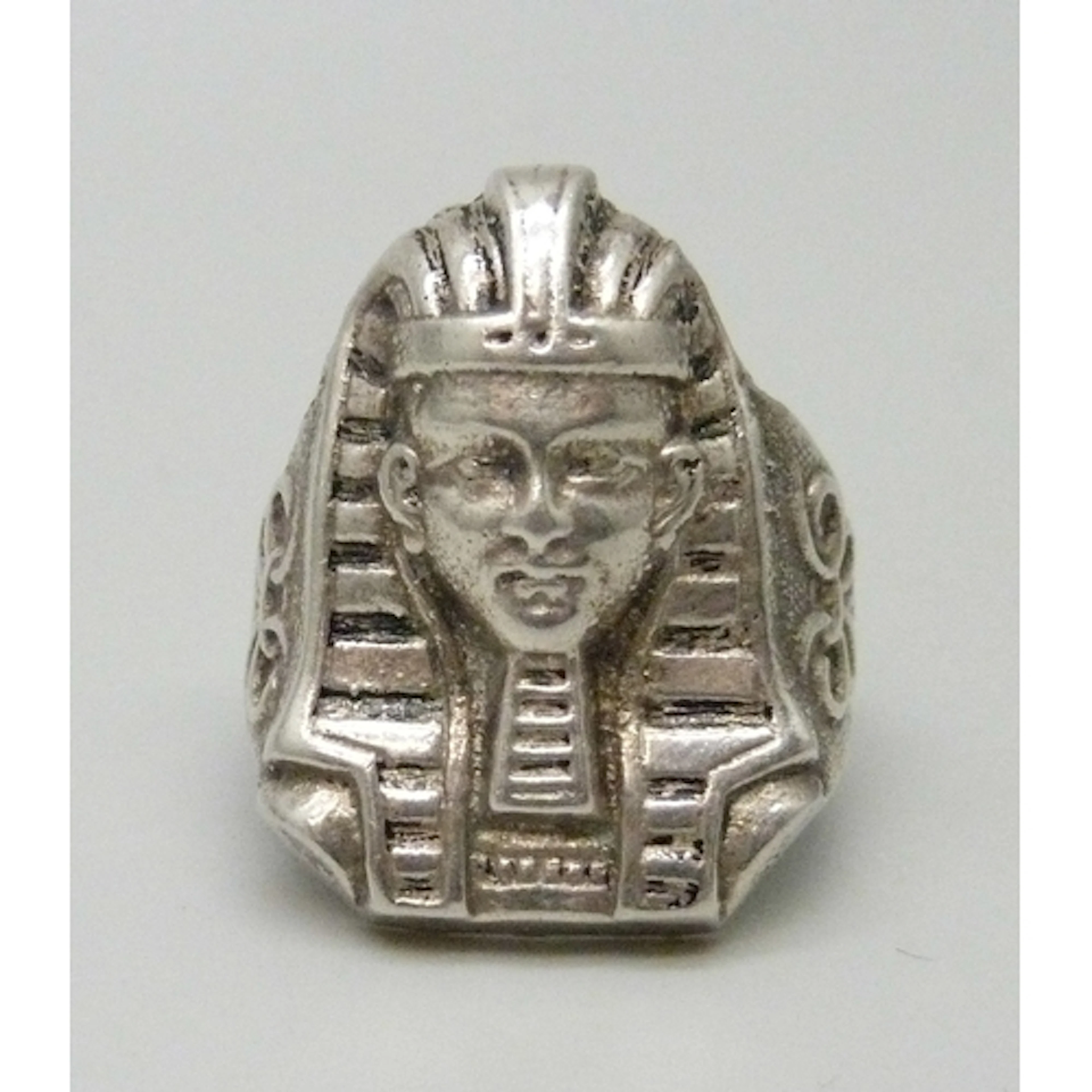 An Egyptian Revival statement silver ring in the form of a p...