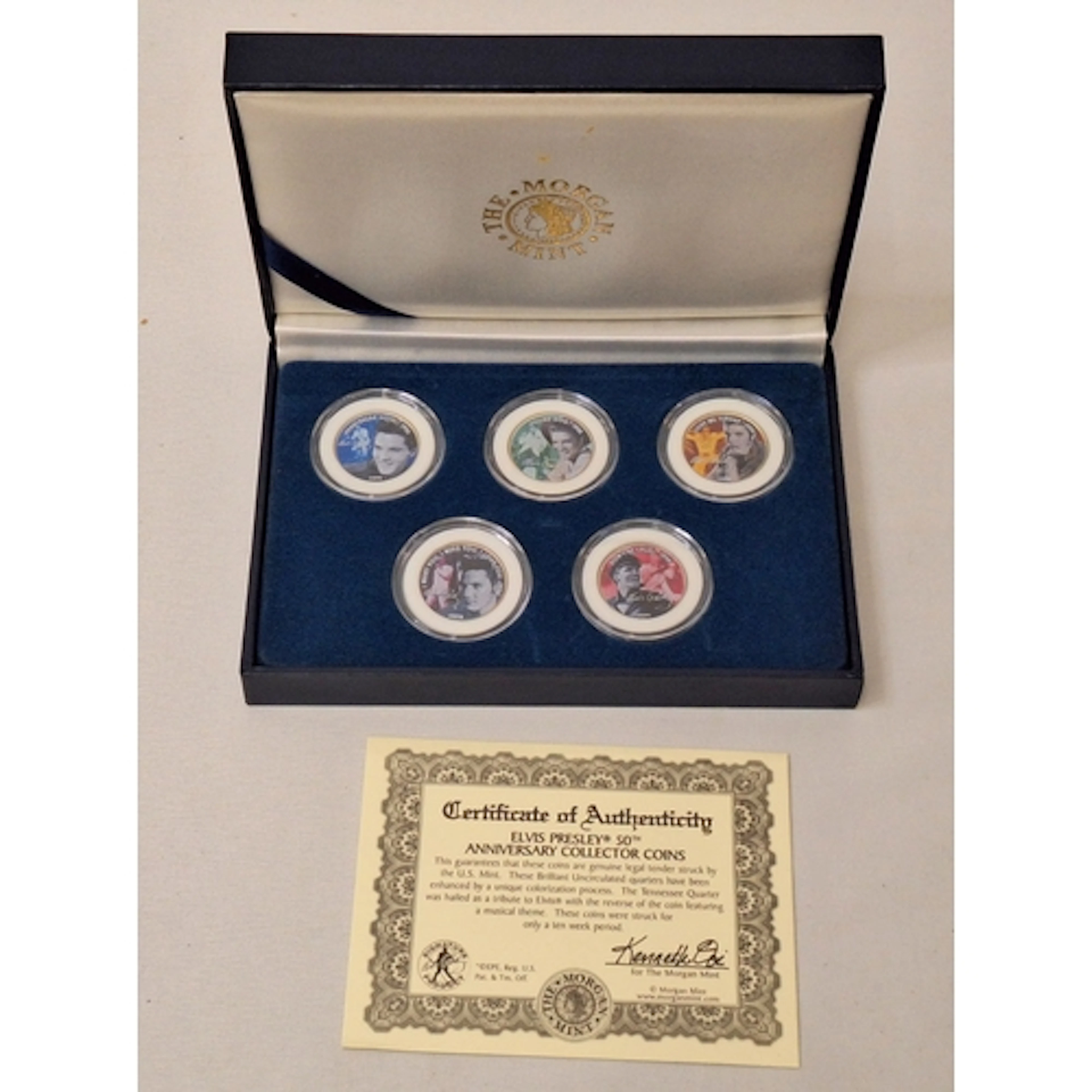 Boxed Set of Elvis Presley Morgan Mint collectors coins with...