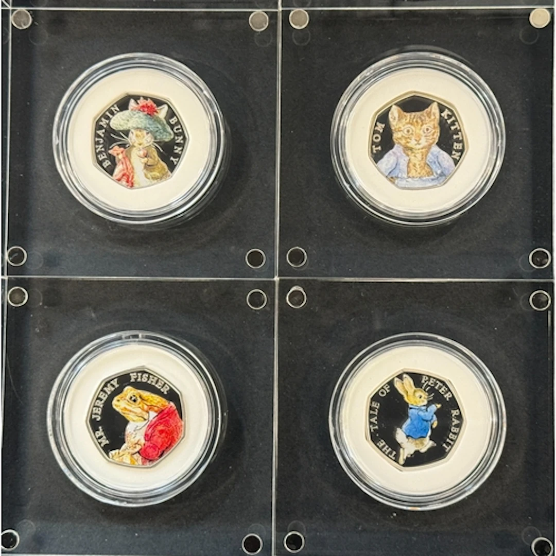 UK 2017 Celebrating Beatrix Potter four-coin 50p silver proo...