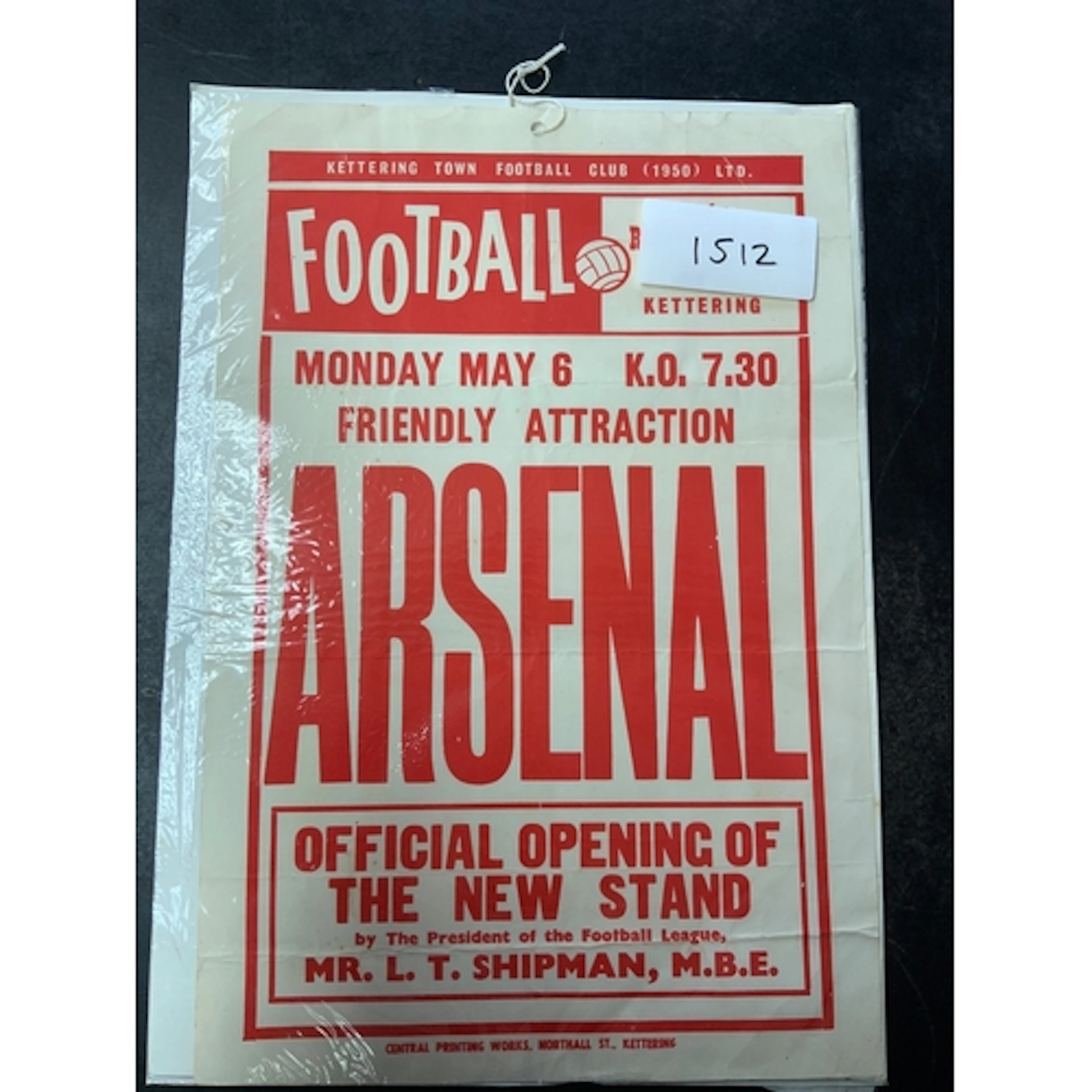73/74 Kettering v Arsenal Football Advertising Poster: Issue...