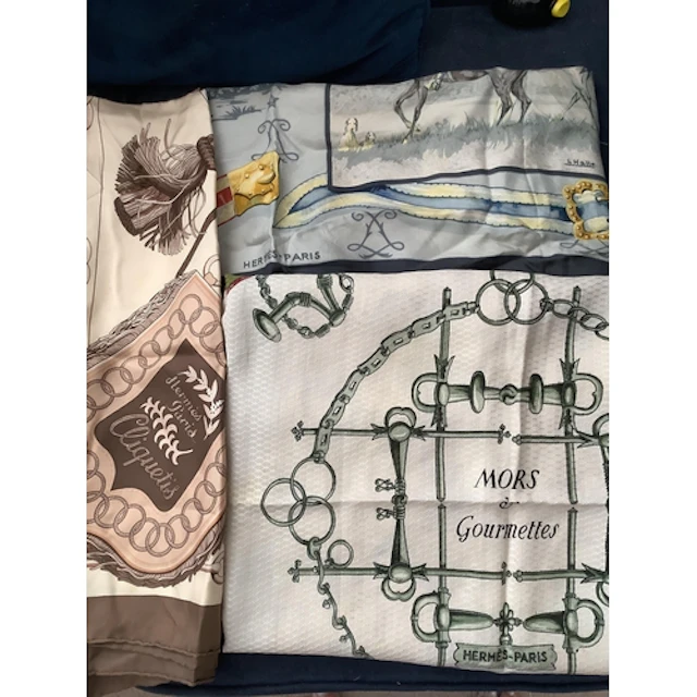 Three vintage 1960's-70's Hermes silk scarves. The earliest ...