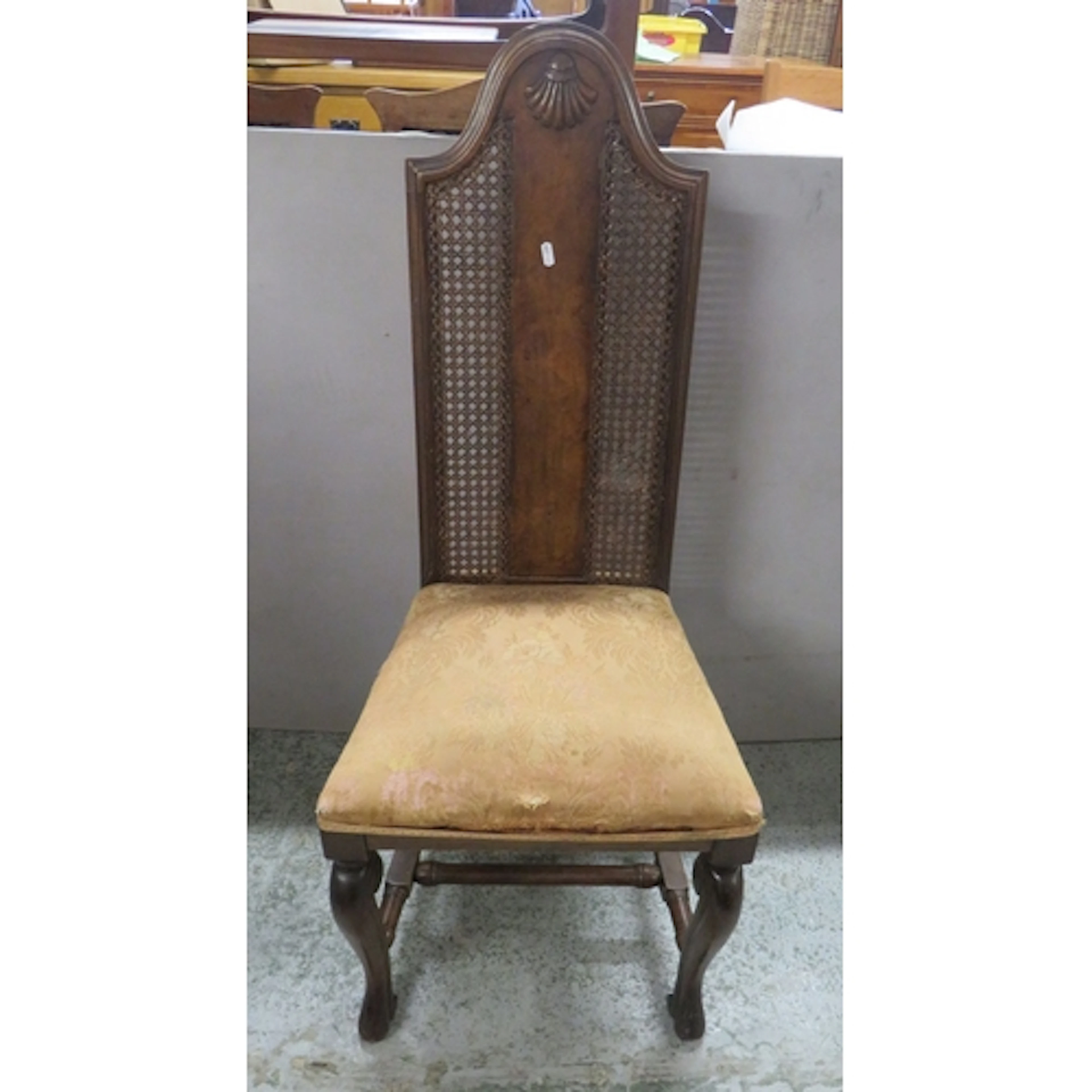 Antique Walnut Bergere Dining Chair, high cresting rail, can...