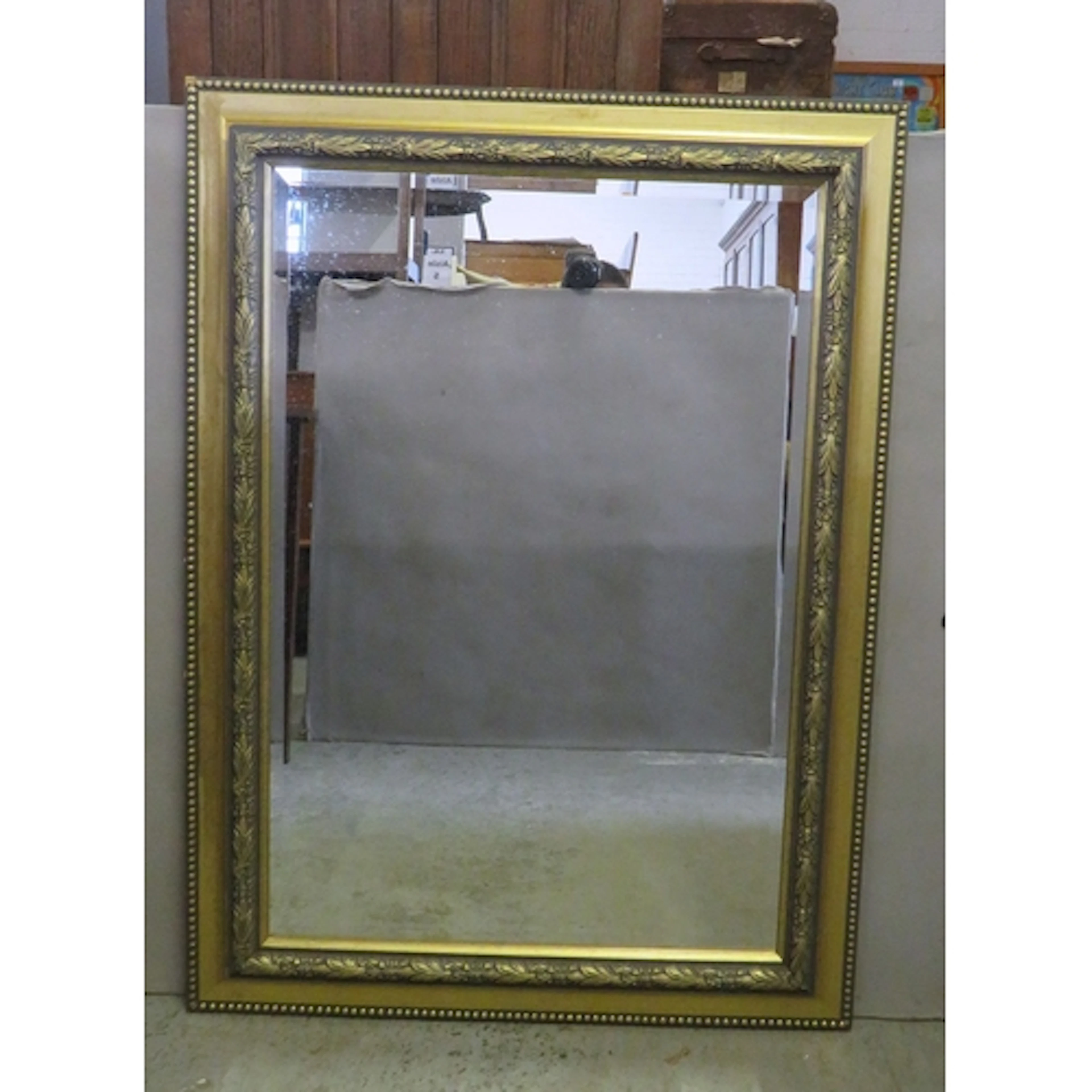 Large Gilt Framed Bevel Edged Wall Mirror, stud work frame, ...
