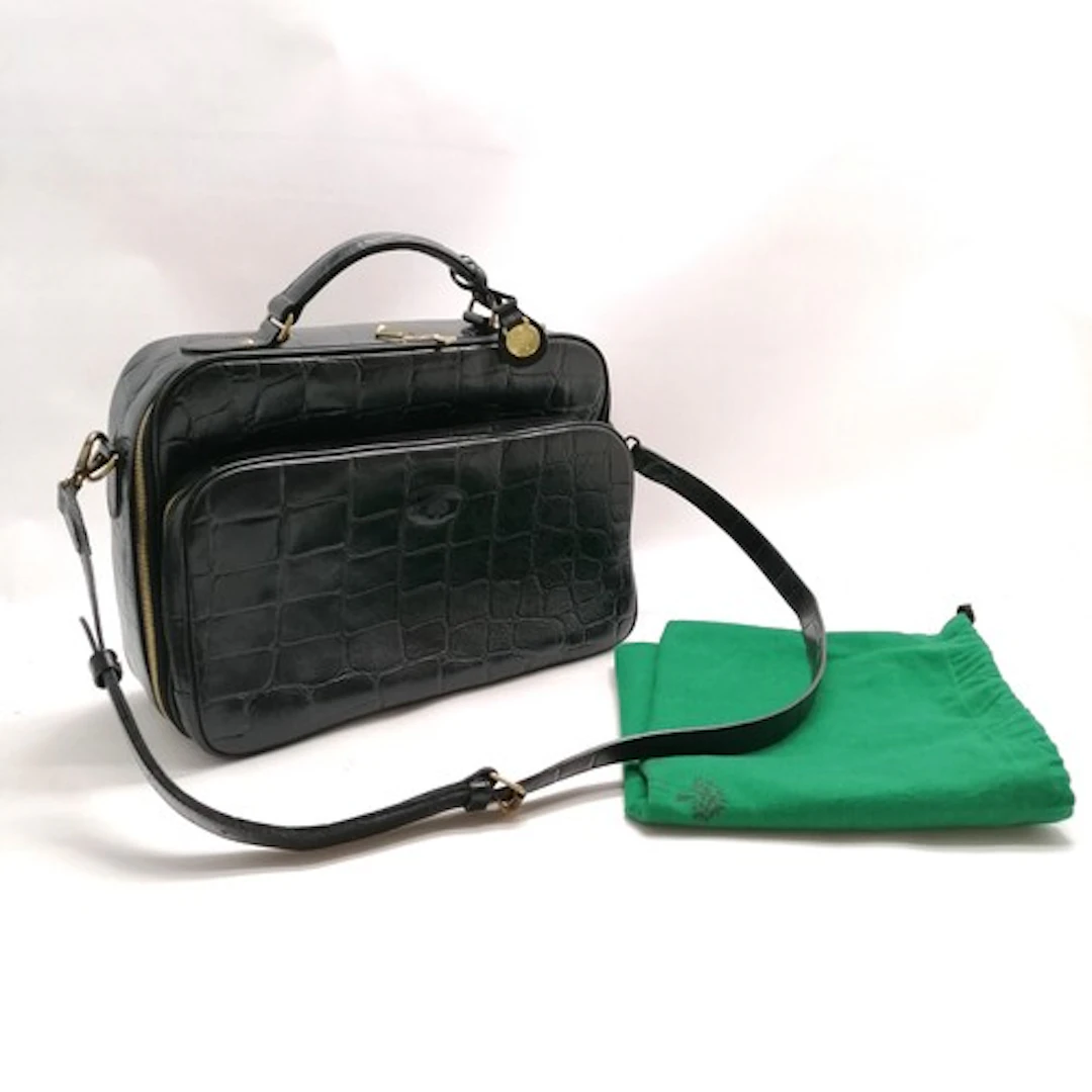Mulberry vintage black croc weekend bag 36cm wide x 33cm hig...