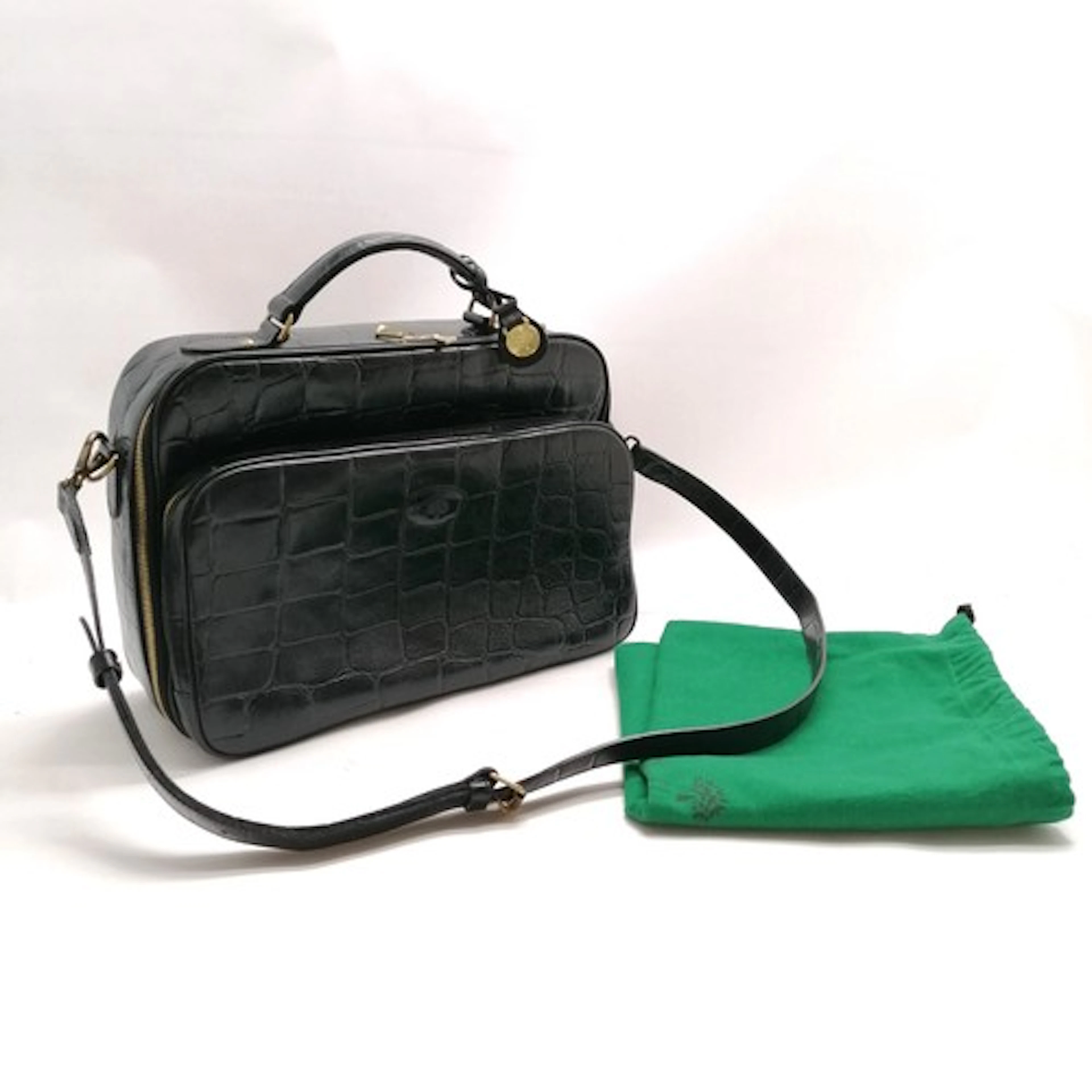 Mulberry vintage black croc weekend bag 36cm wide x 33cm hig...