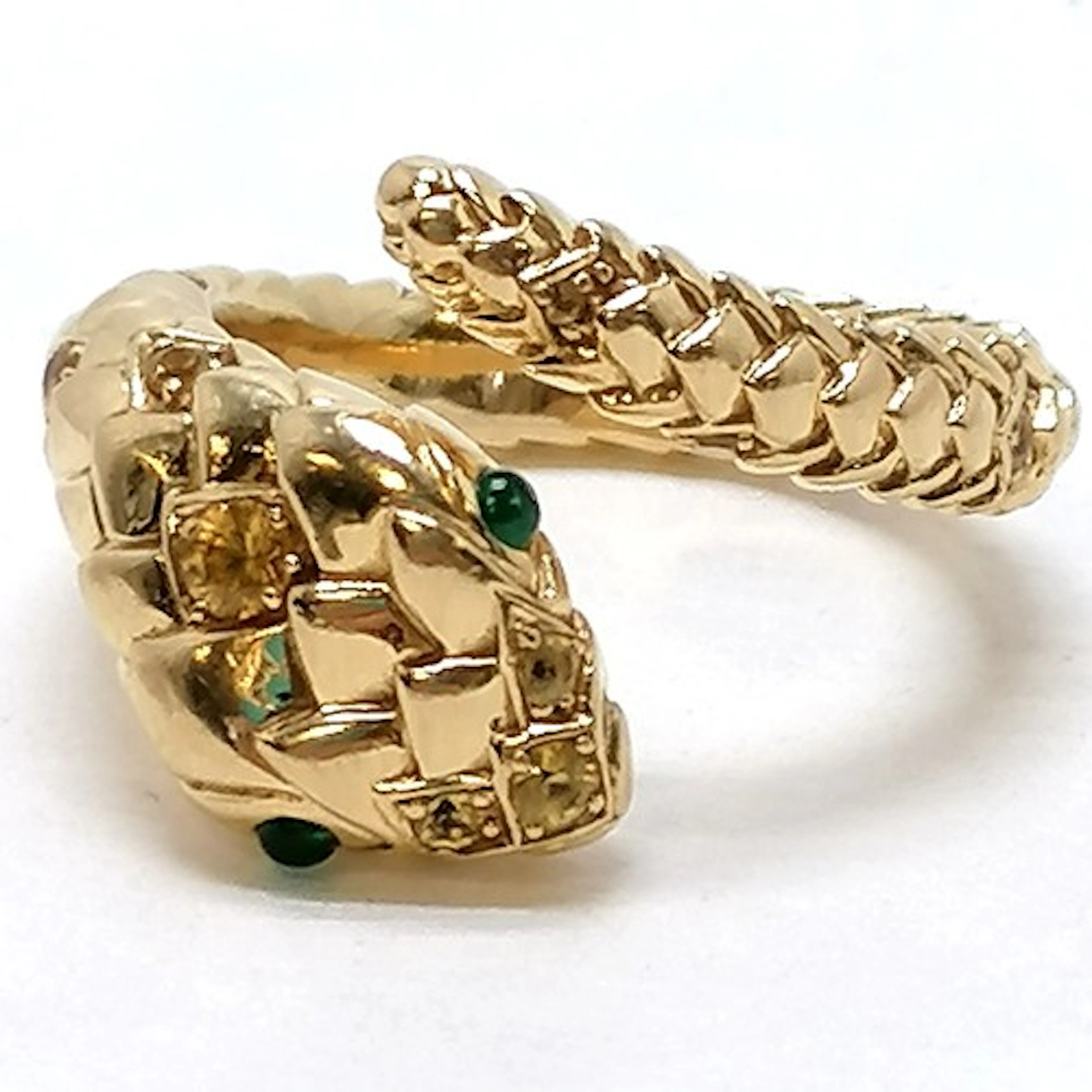 Aspreys of London 18ct hallmarked gold snake ring with AB ma...