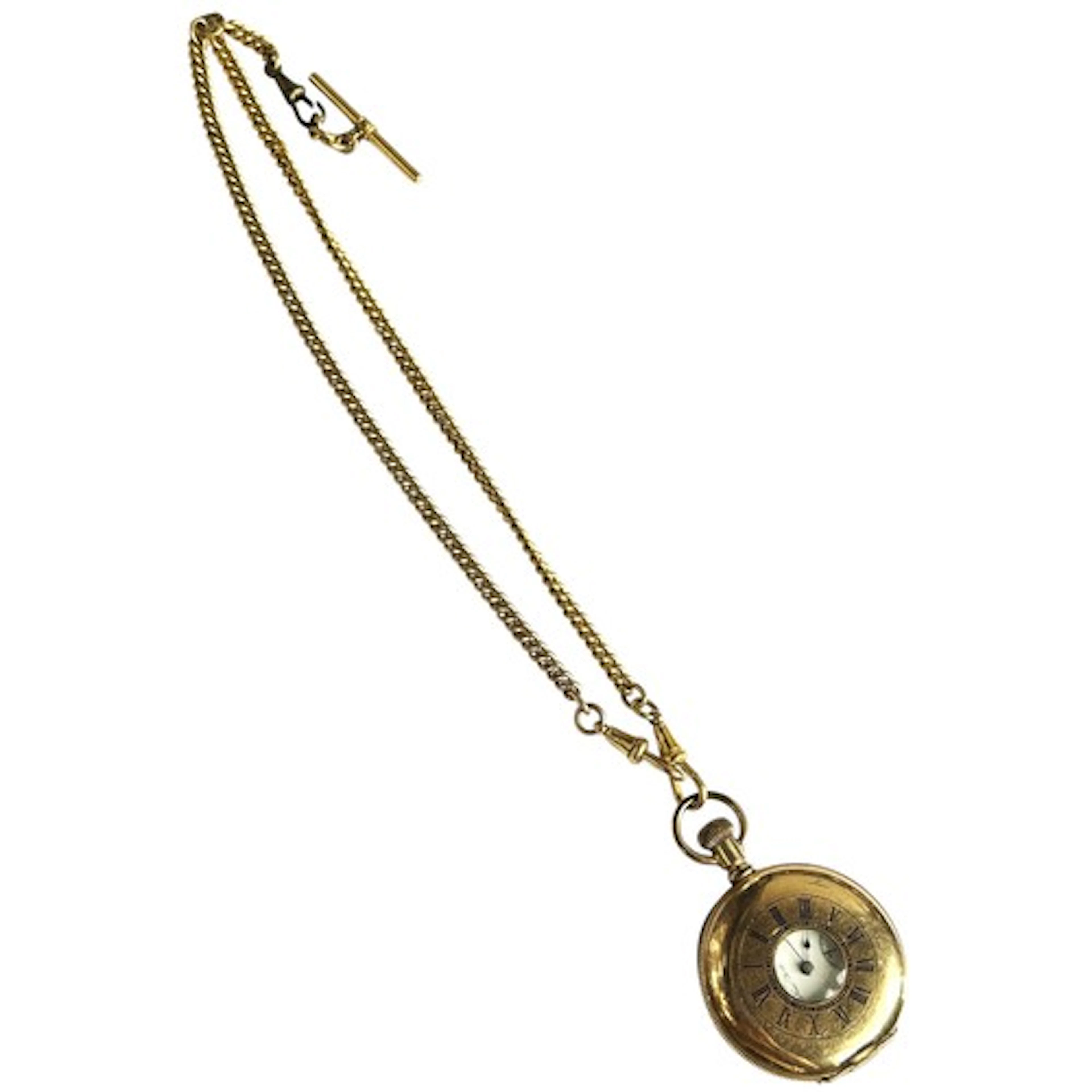 An American 14ct yellow gold cased half hunter pocket / fob ...