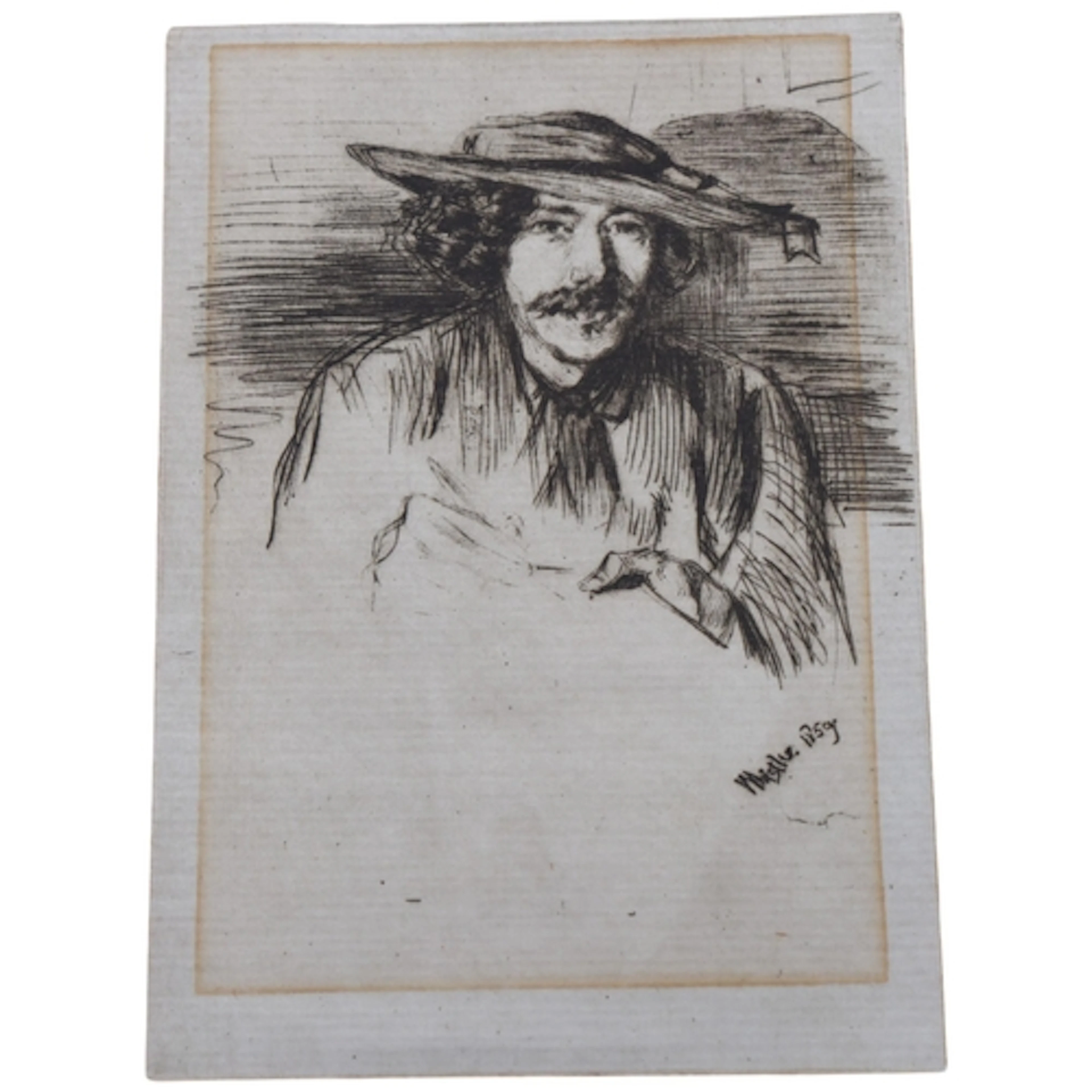 Portrait of Whistler, re-print on laid paper circa 1880, wit...