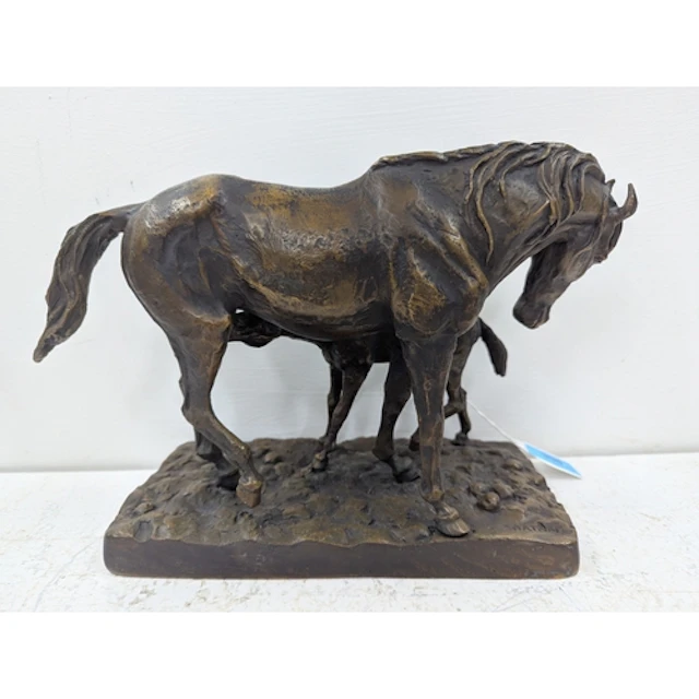 A mid/late 20th century reproduction cast bronze equine figu...