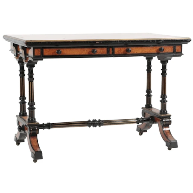 Gillow & Co. of Lancaster, A Victorian bird's eye maple, ebo...