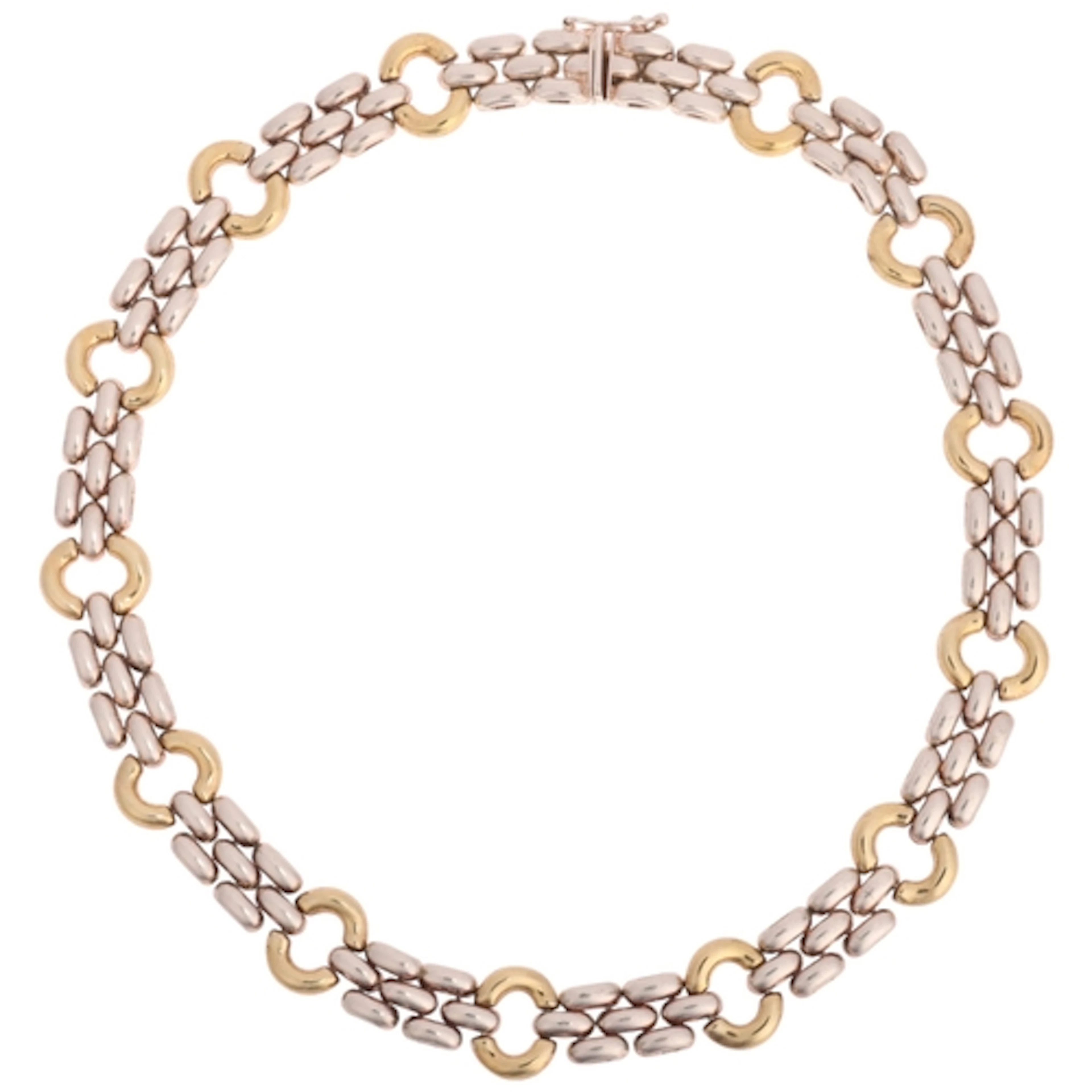 An Italian sterling silver and silver-gilt gatelink chain ne...