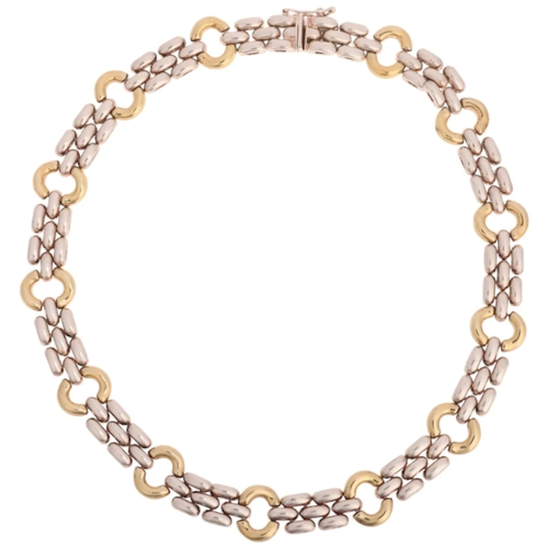 An Italian sterling silver and silver-gilt gatelink chain ne...