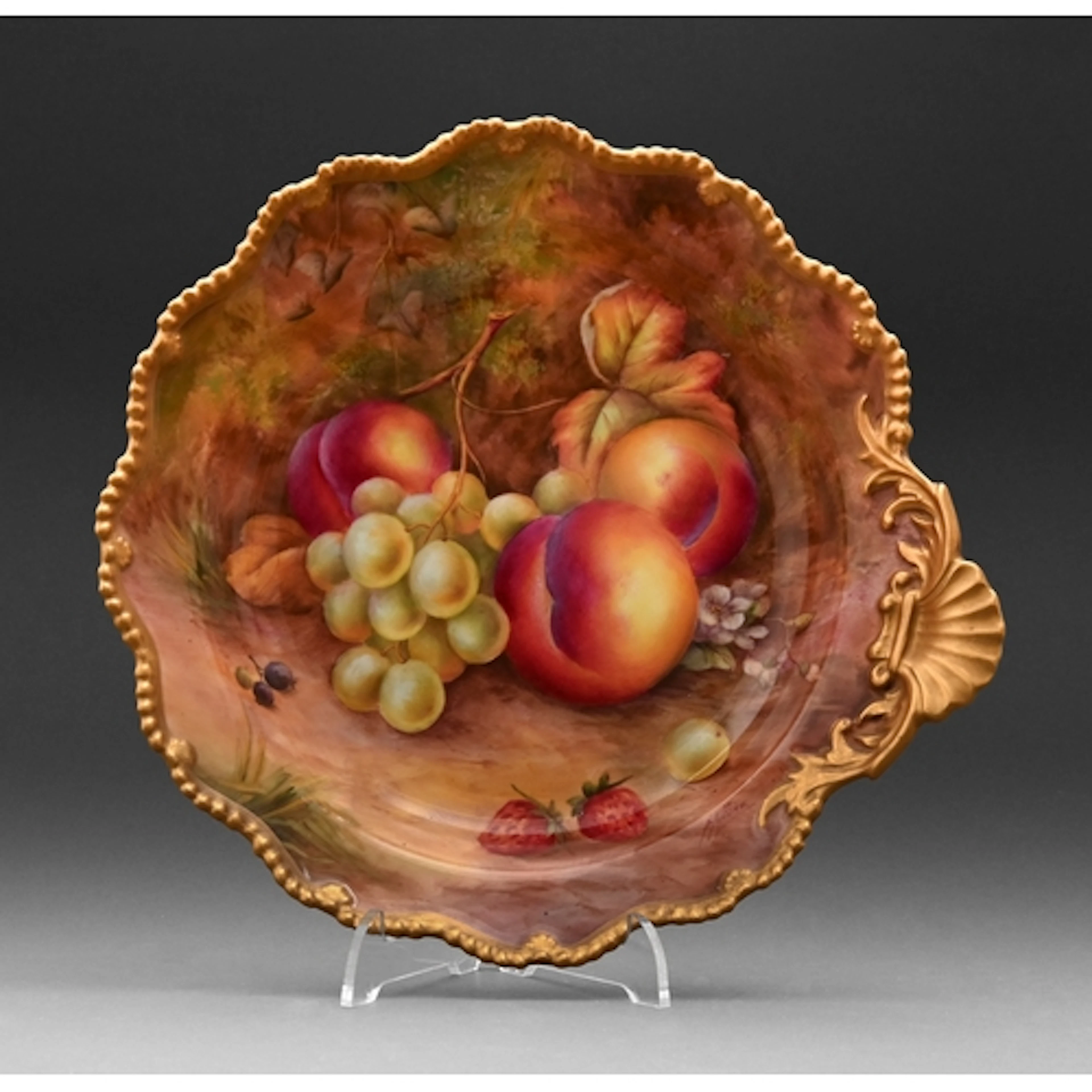 A Royal Worcester dessert dish, 1940, painted by H H Price, ...