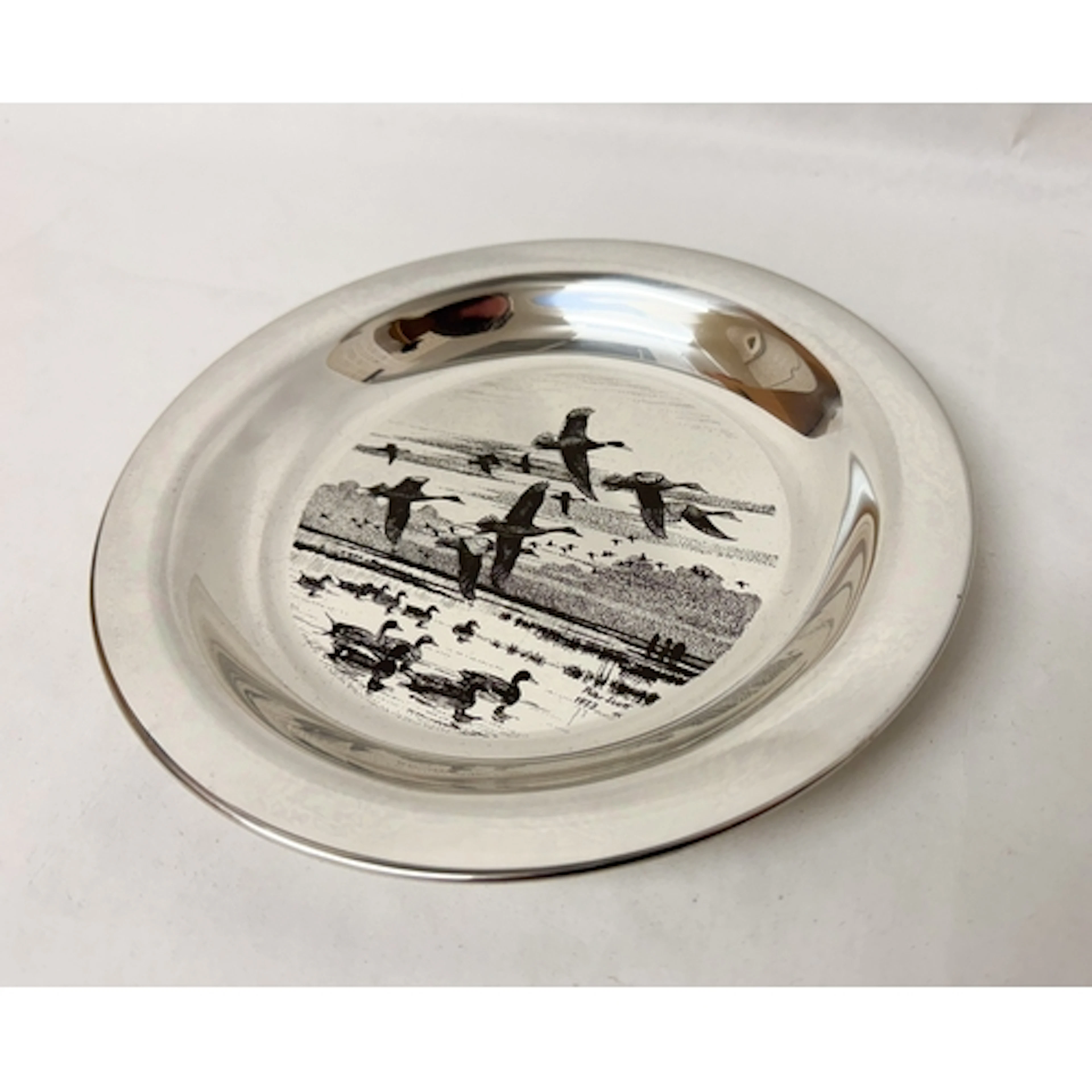 A silver 1973 Peter Scott Christmas plate by John Pinches, f...