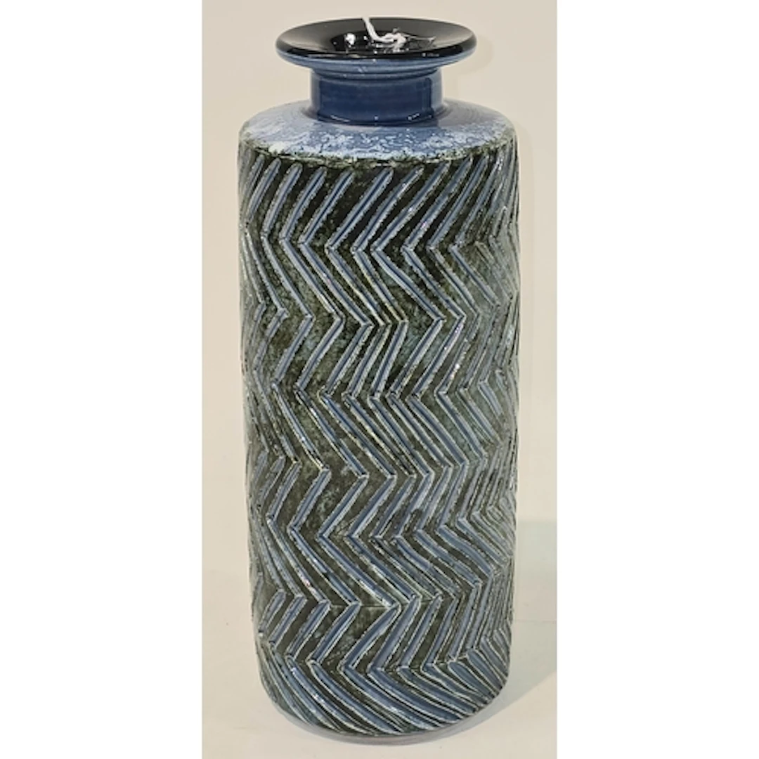 Poole Pottery hand thrown carved vase by Alan White 10.25" h...