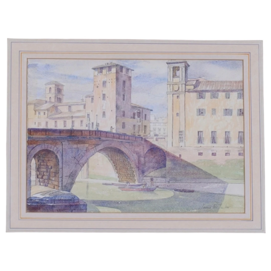 James Walker-Tucker (1898-1972), watercolour on paper, Ponte...