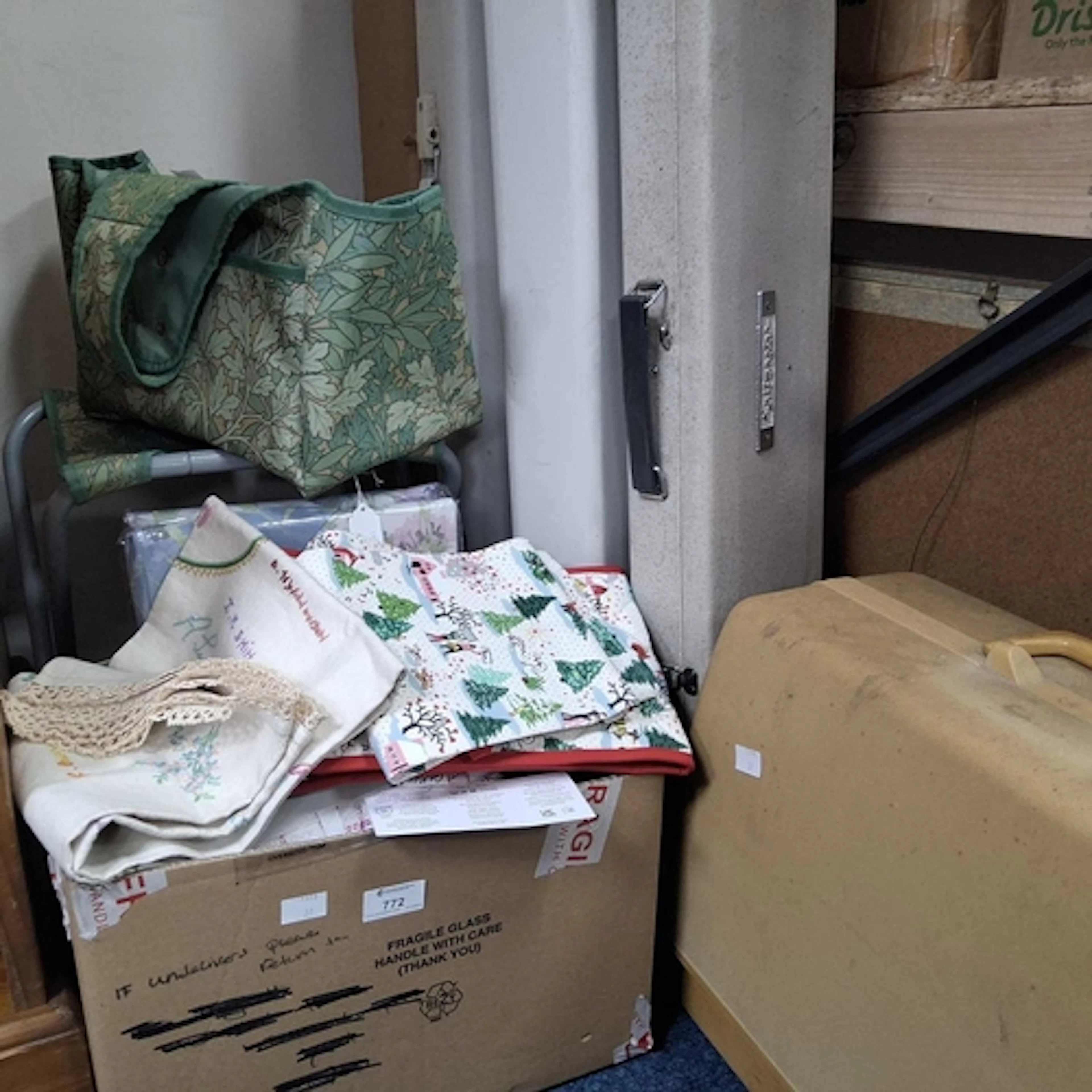 ONE BOX AND LOOSE TEXTILES AND SEWING EQUIPMENT ETC to inclu...