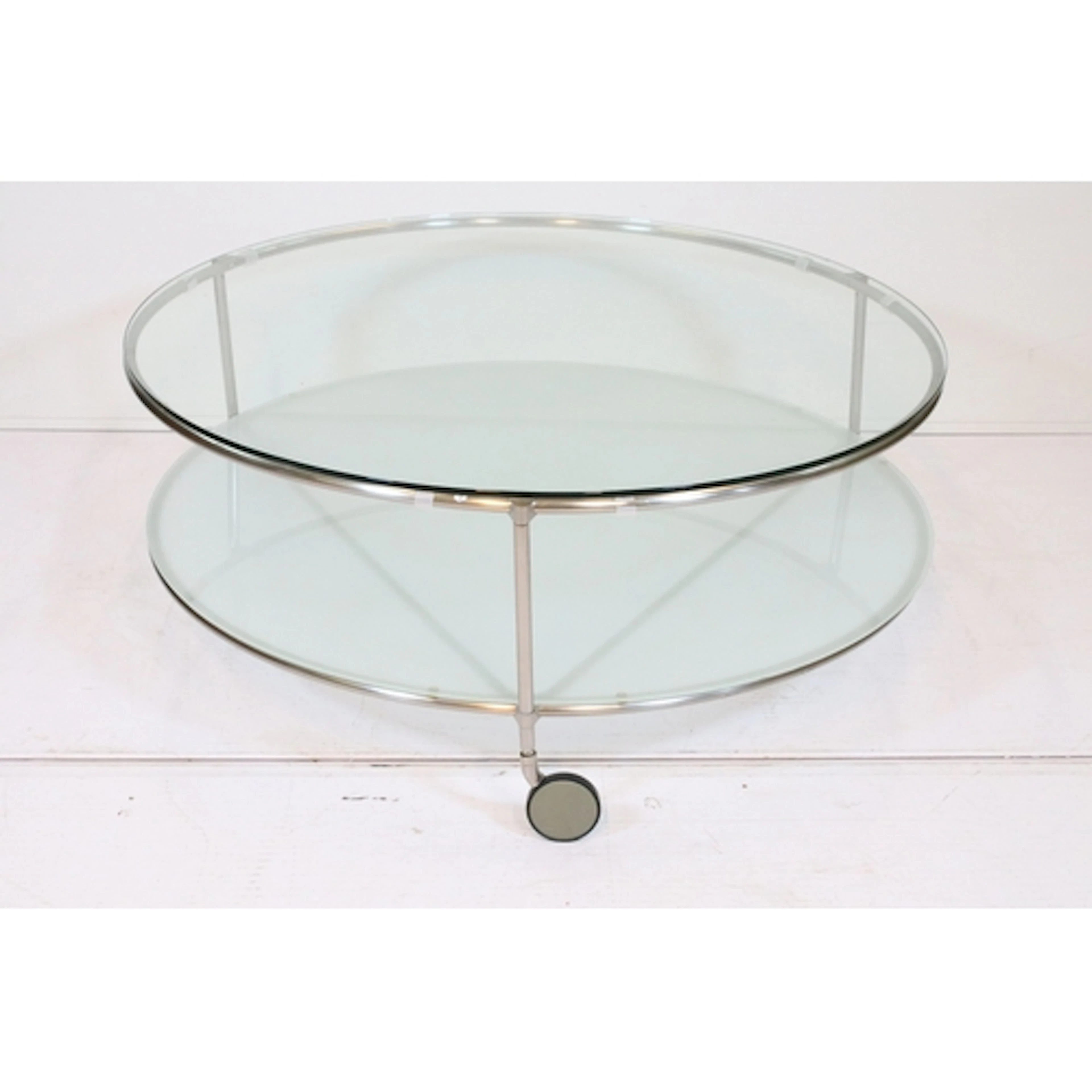 Late 20th Century Ikea 'Strind' glass and chromed metal coff...