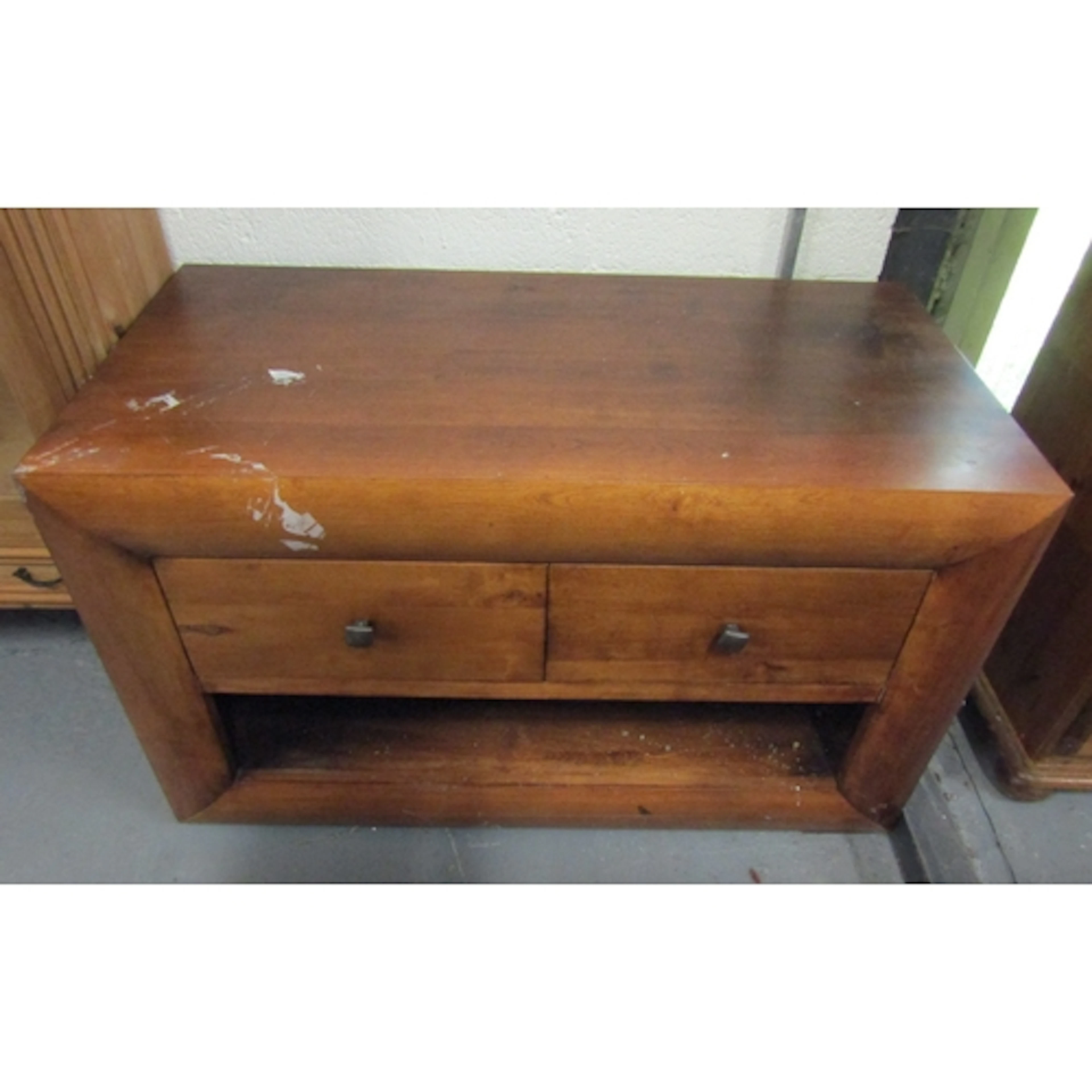 Teak Twin Drawer TV or Entertainment Cabinet Approximately 3...