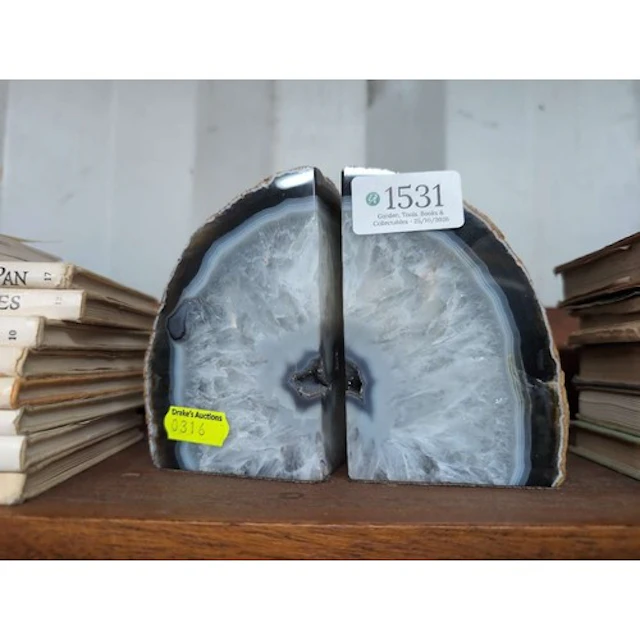 Natural polished agate bookends