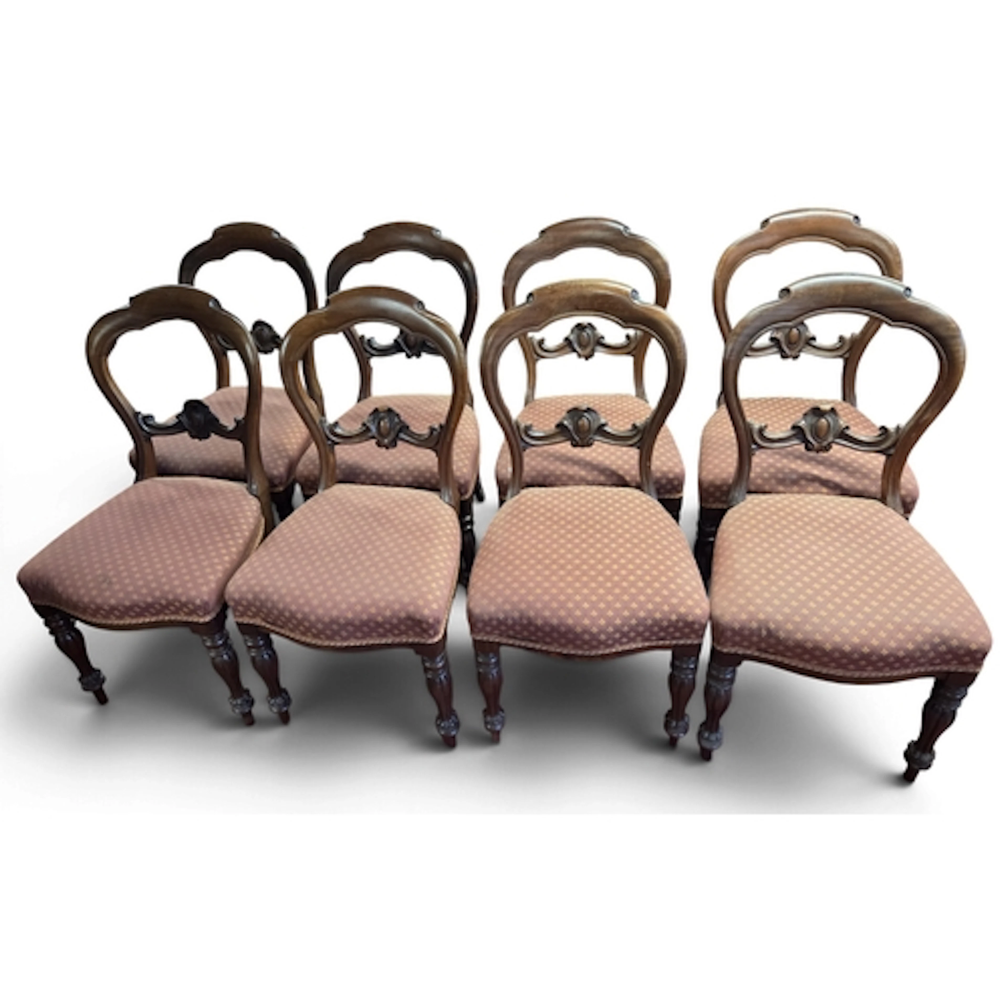 A fantastic set of eight 19th Century Mahogany balloon back ...