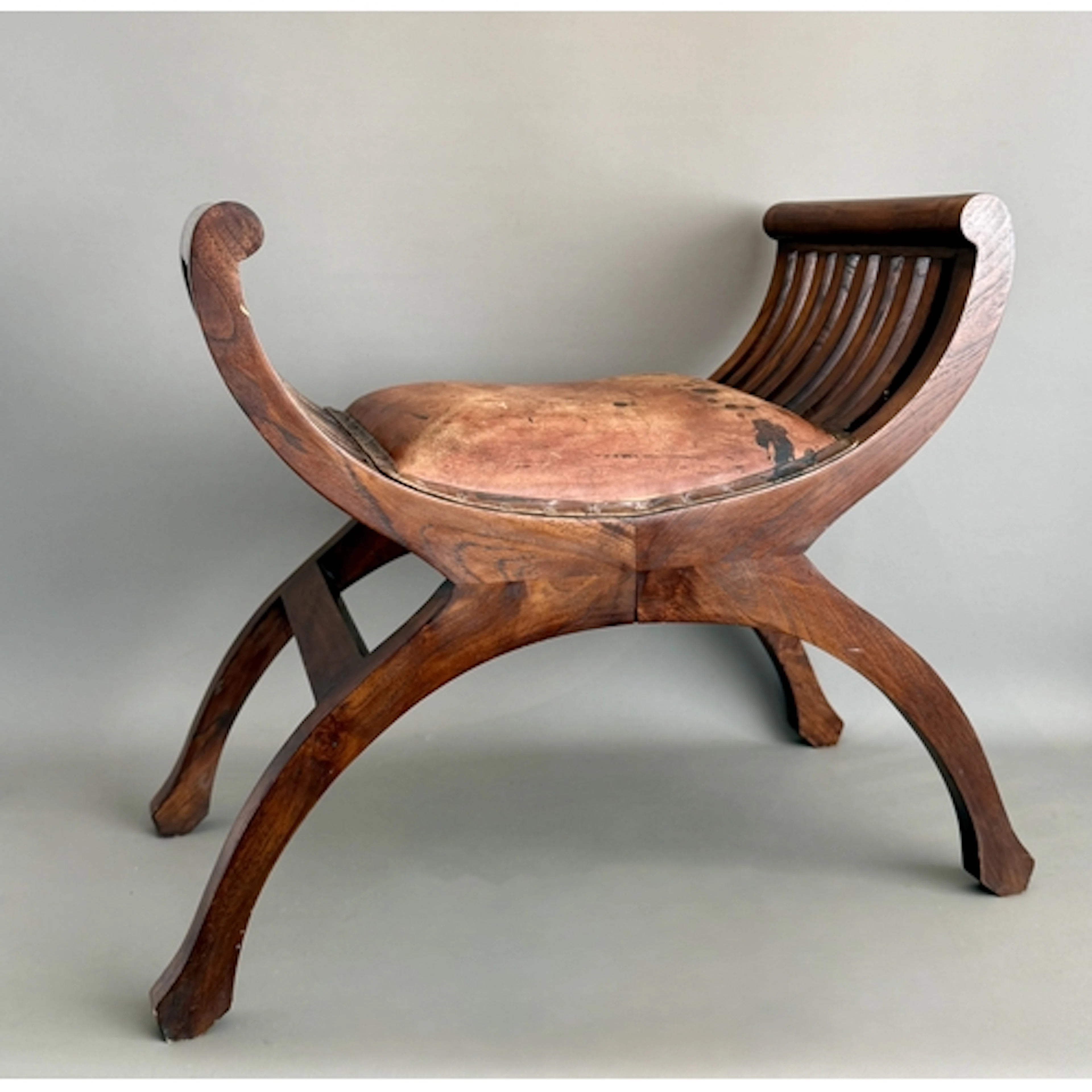An Anglo-Oriental hardwood X-frame stool - probably 1920s-30...