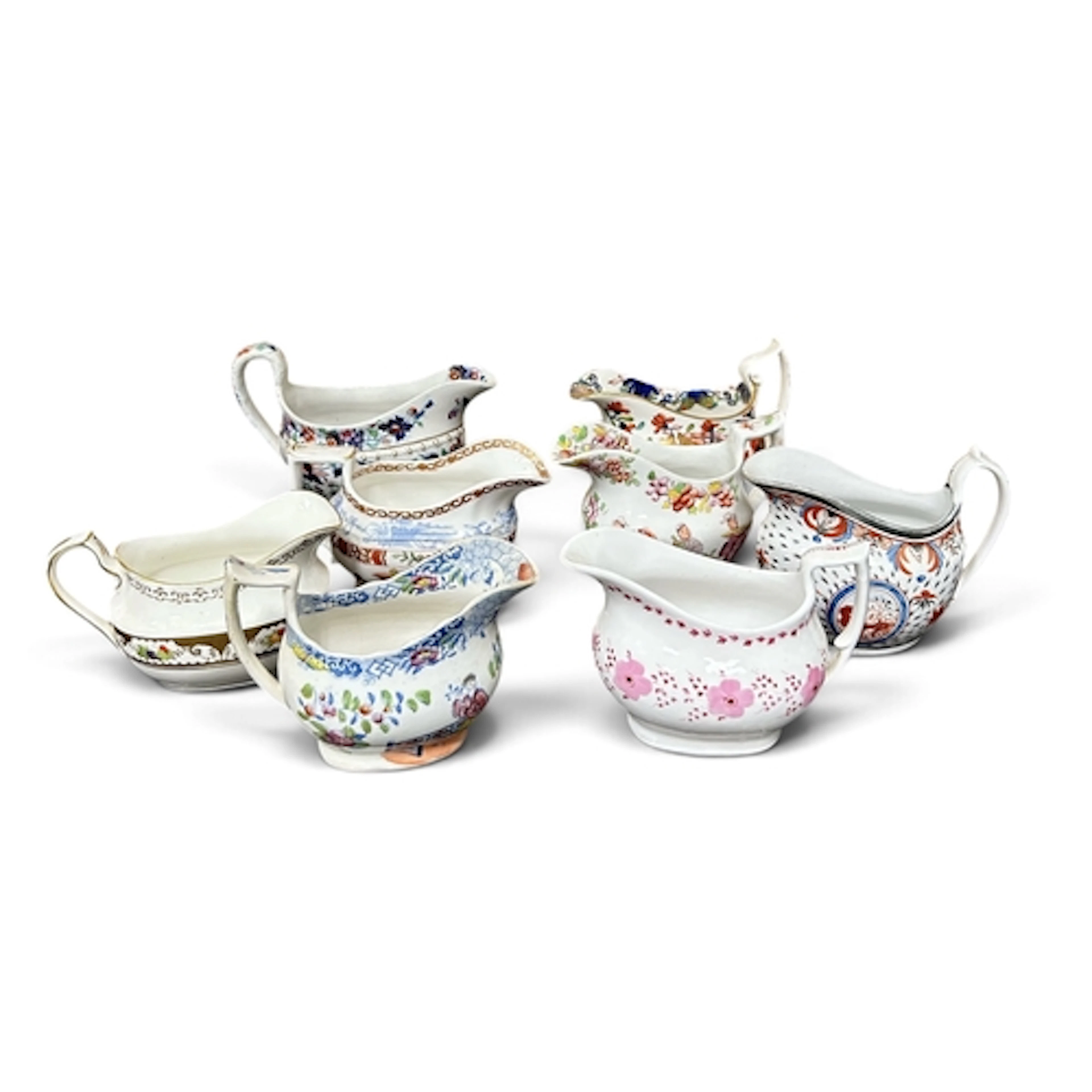 A COLLECTION OF NINE EARLY 19TH CENTURY ENGLISH PORCELAIN MI...