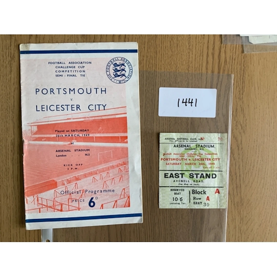 1949 FA Cup Semi Final Football Programme + Ticket: Portsmou...
