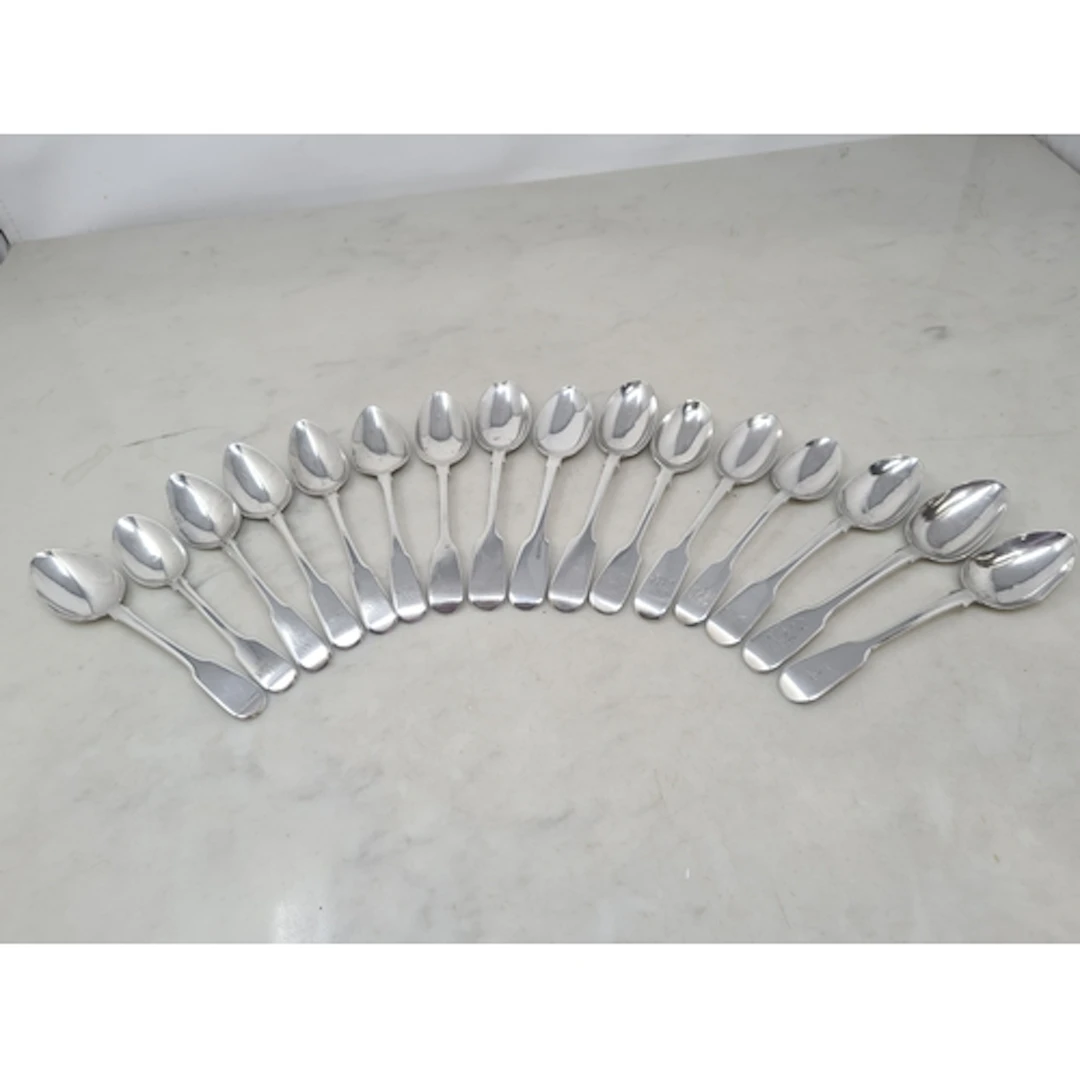 Sixteen 19th century silver Teaspoons fiddle pattern, variou...