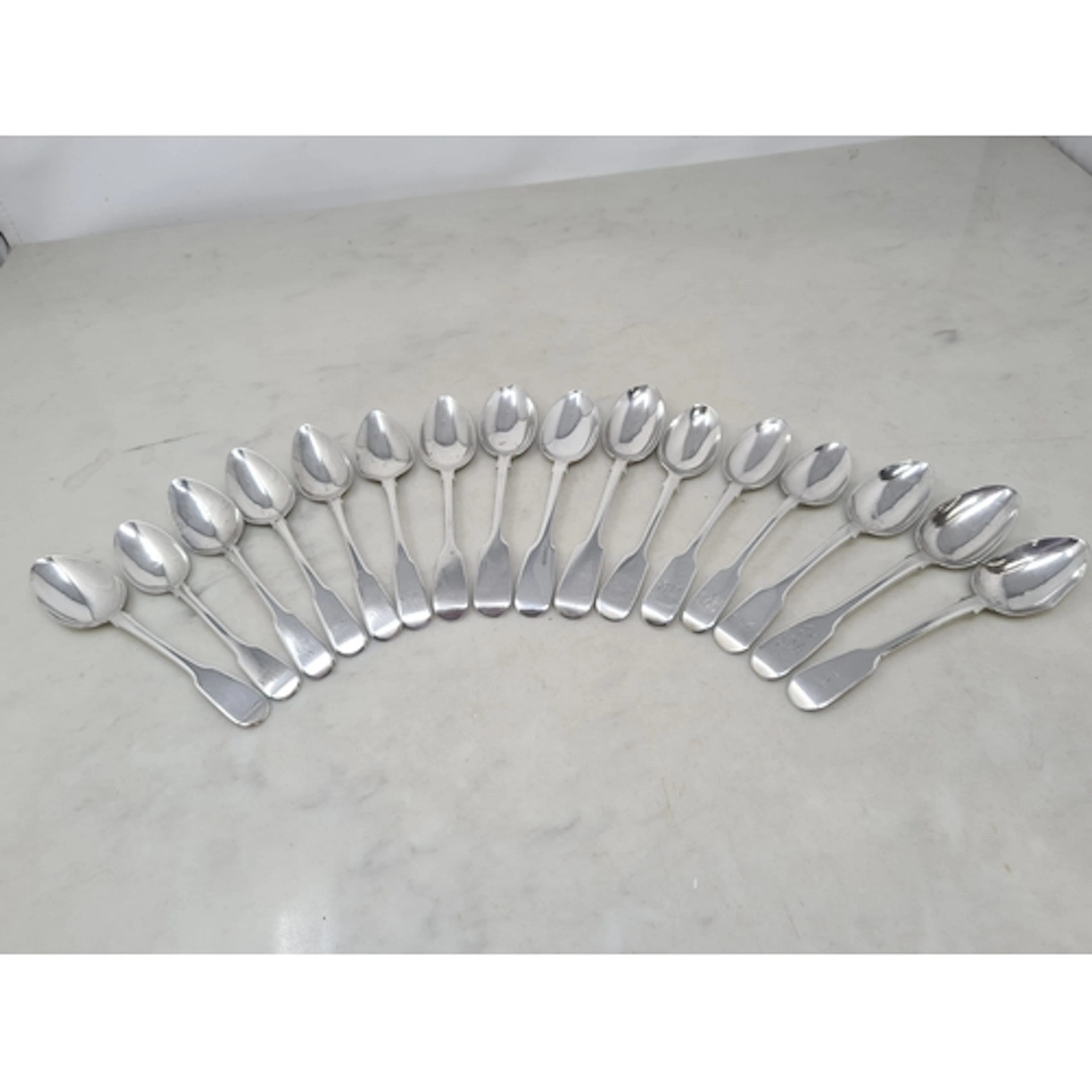 Sixteen 19th century silver Teaspoons fiddle pattern, variou...