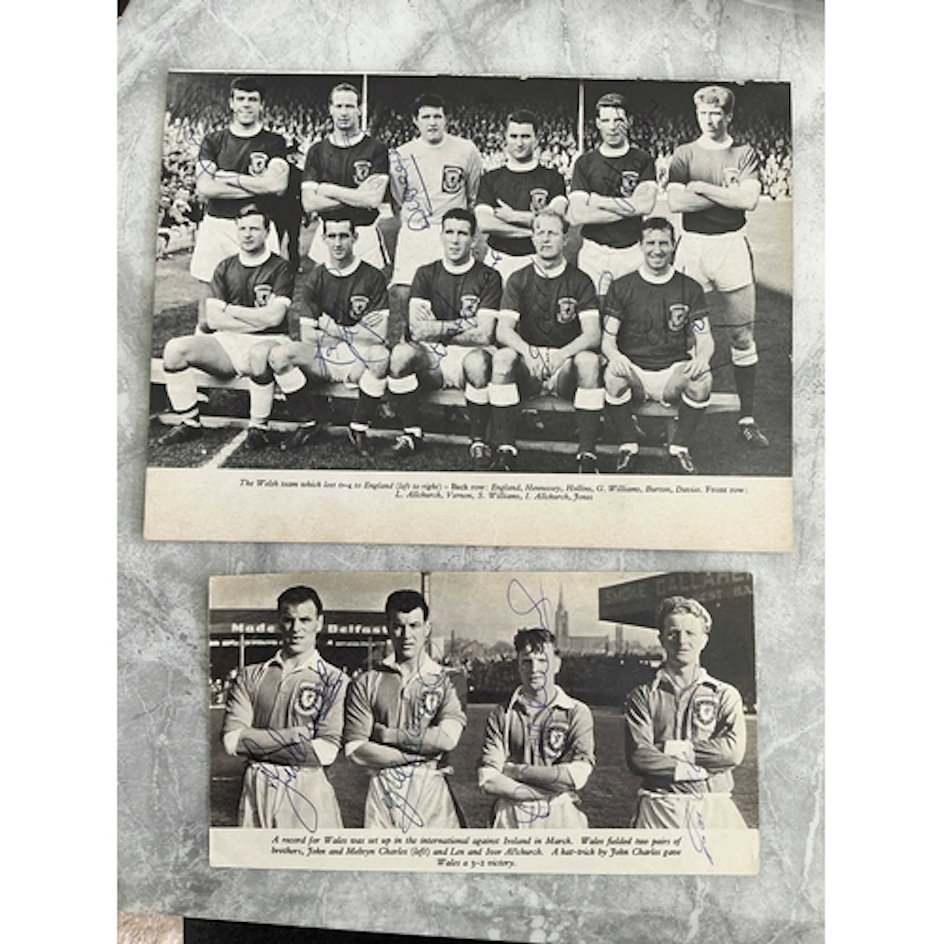 Wales 1950s Football Legends Signed Pictures: Magazine pictu...