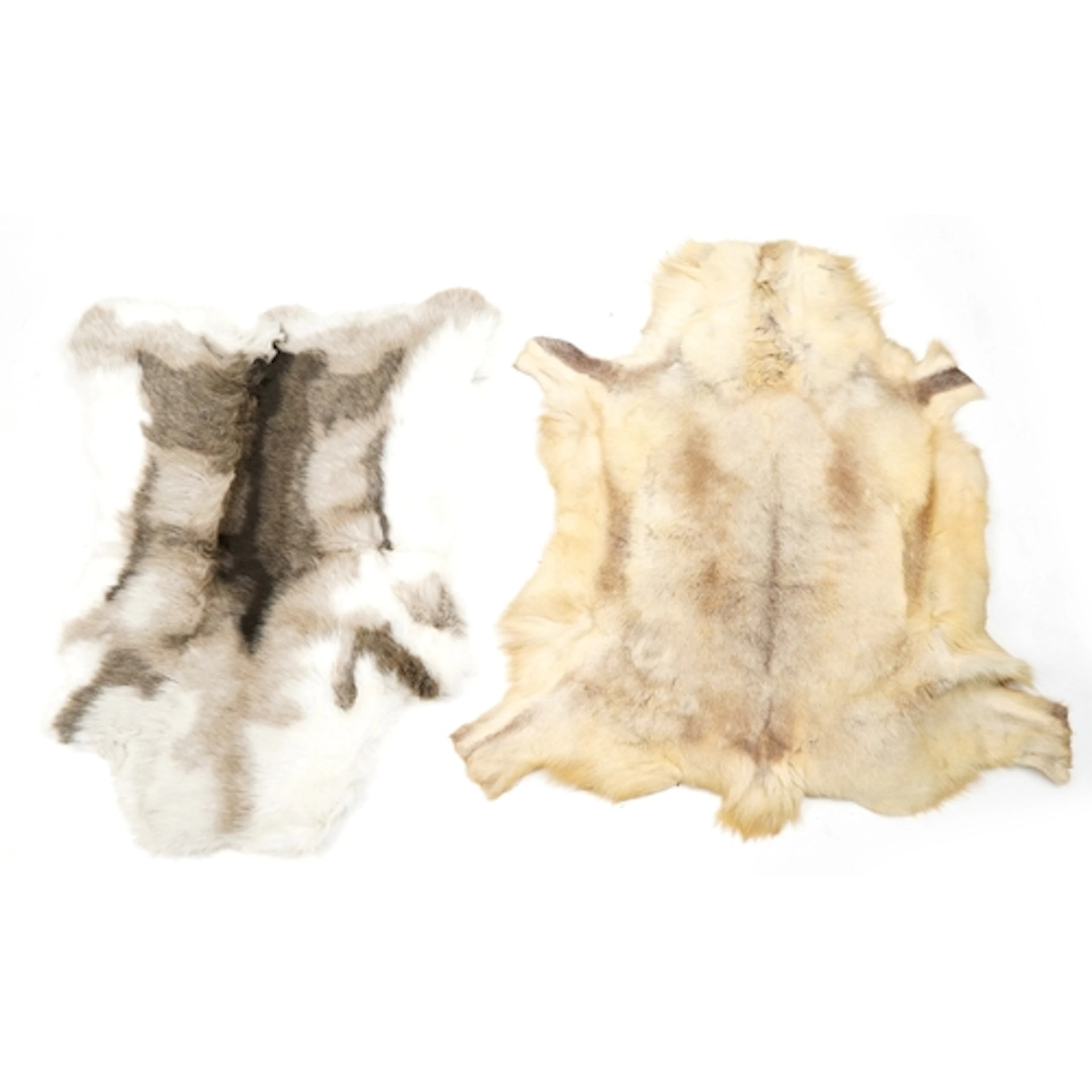 Two modern faux fur rugs, 112cm x 96cm.