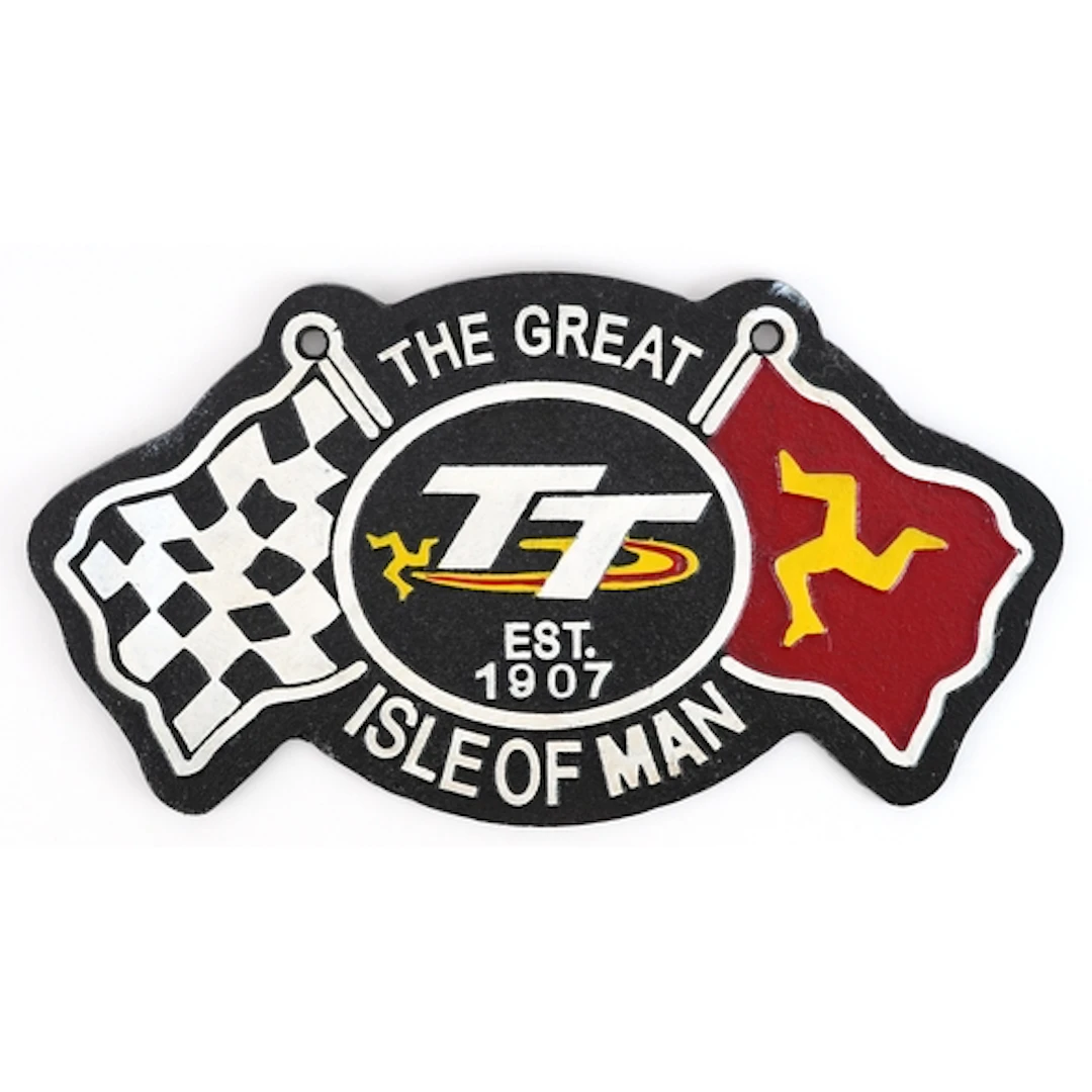 Painted cast iron The Great Isle of Man TT advertising sign,...