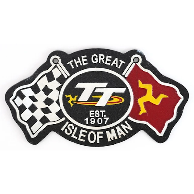 Painted cast iron The Great Isle of Man TT advertising sign,...