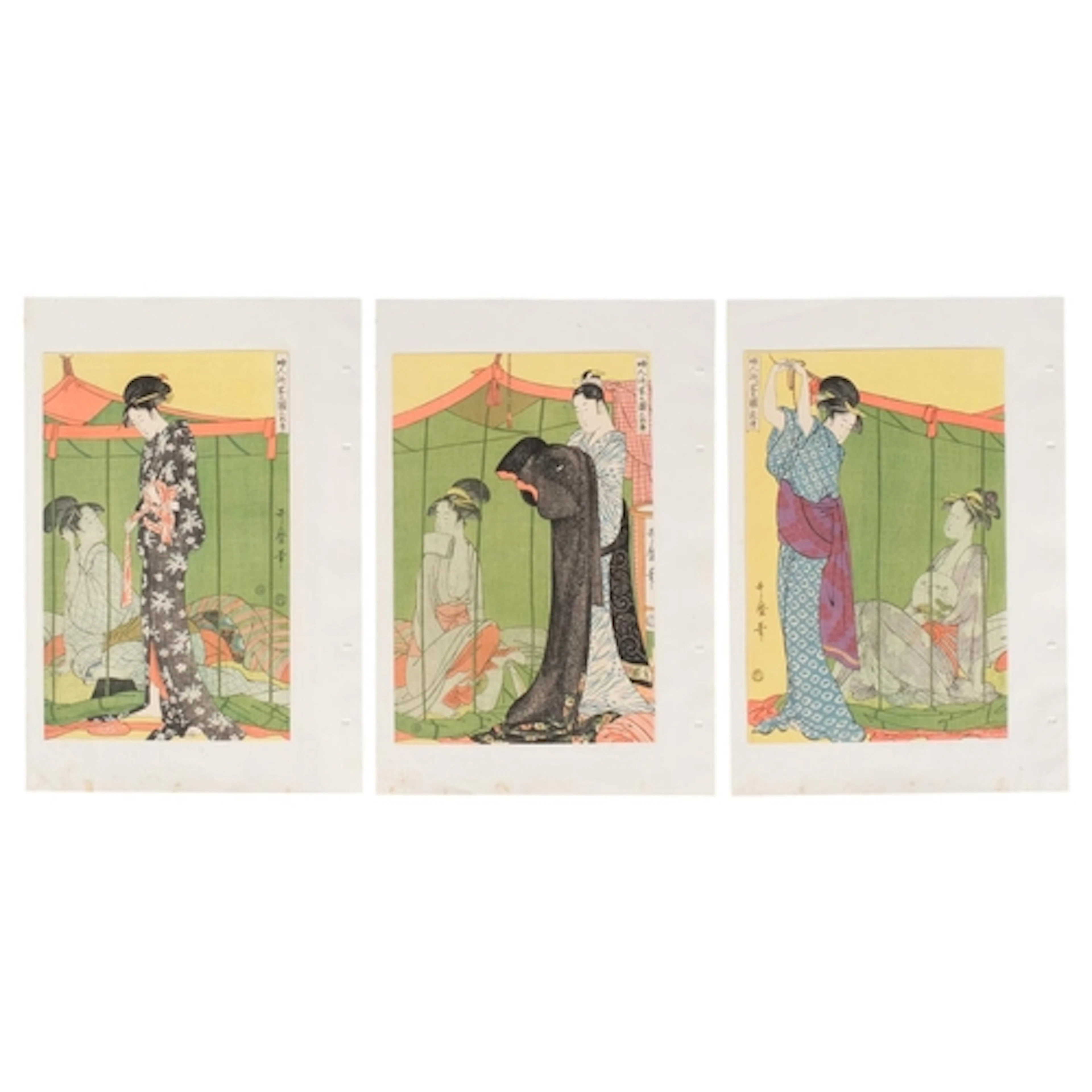 Kitagawa Utamaro (1754-1806), three ukiyo-e woodblock prints...